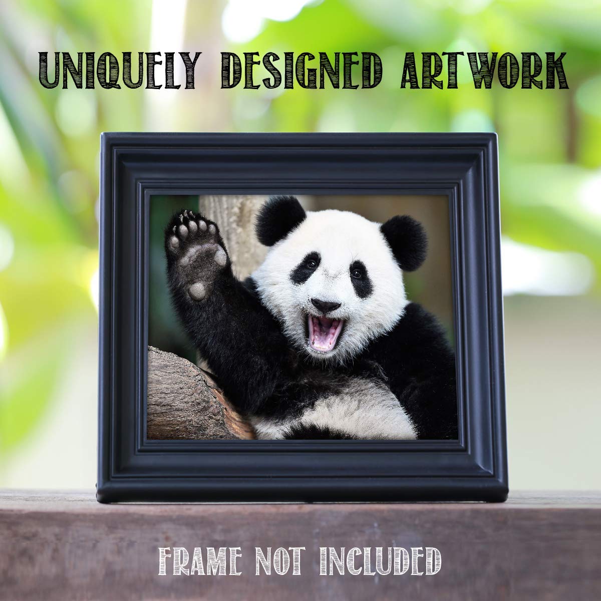 Happy Panda Waving Hi – Animal Wall Decor, Funny Wall Art Animal Themed Photo Print is Ideal for Home Decor, Nursery Decor & Kids Room Decor.