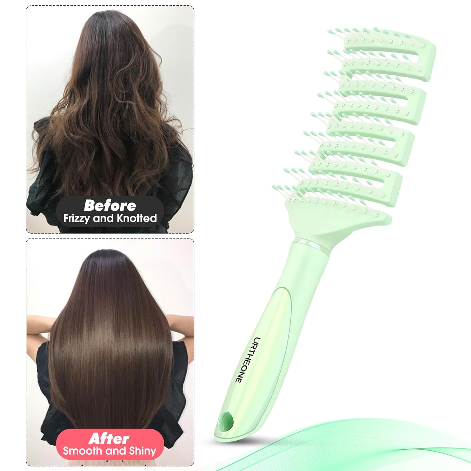 Cepillo de pelo, curvado, ventilado, desenredante, para mujeres y hombres, cabello húmedo o seco, secado más rápido, cepillo profesional