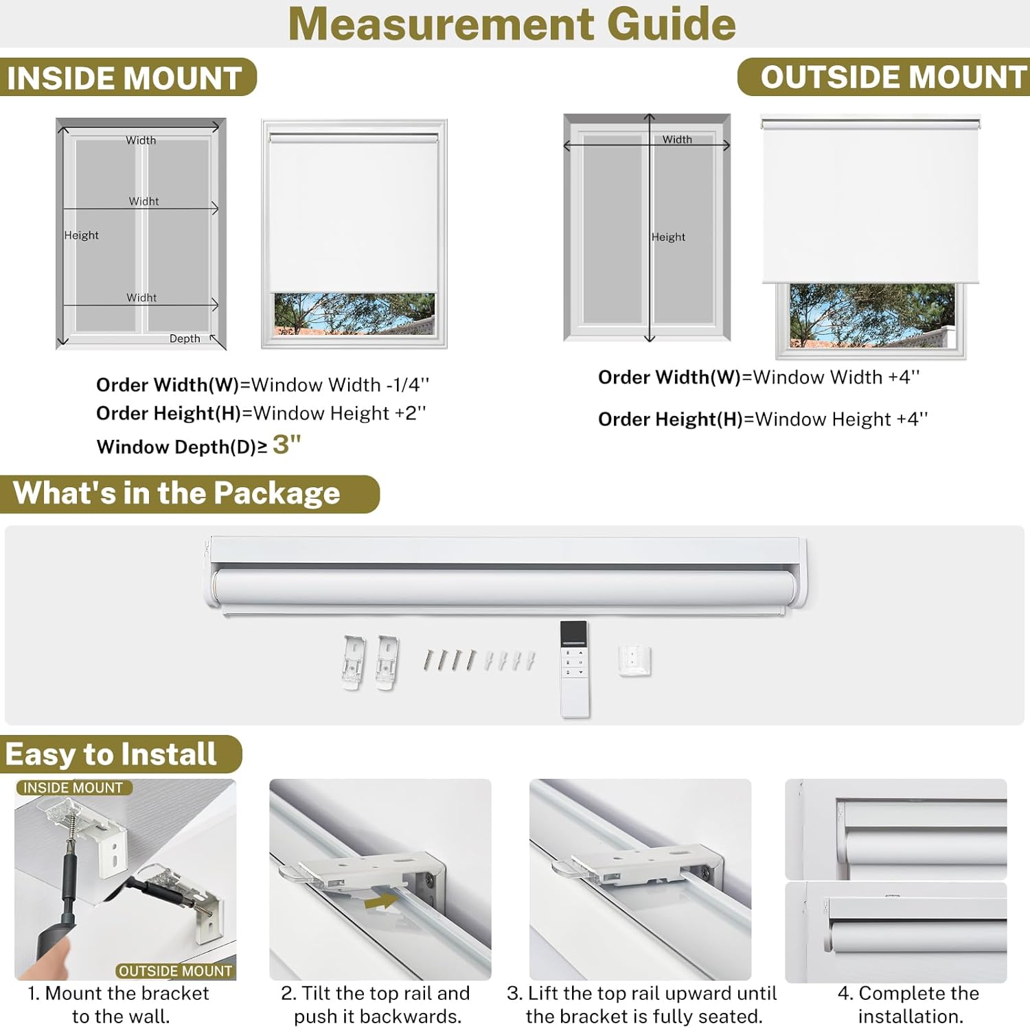 Persianas enrollables motorizadas opacas para ventanas de interior con batería extraíble y recargable, persianas automáticas, persianas inteligentes