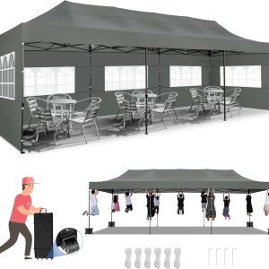 Tooluck Toldo desplegable resistente de 10 x 30 pulgadas con 8 paredes laterales, toldo comercial impermeable para fiestas, tiendas de campaña al Tooluck Toldo desplegable resistente de 10 x 30 pulgadas con 8 paredes laterales, toldo comercial impermeable para fiestas, tiendas de campaña al