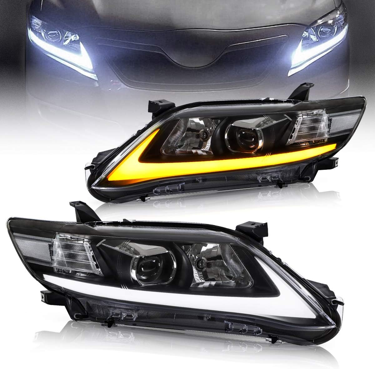 VLAND Faros delanteros de proyector LED compatibles con Toyota Camry Base, LE, SE y XL 2010 2011 (versión de EE. UU.) con secuencial