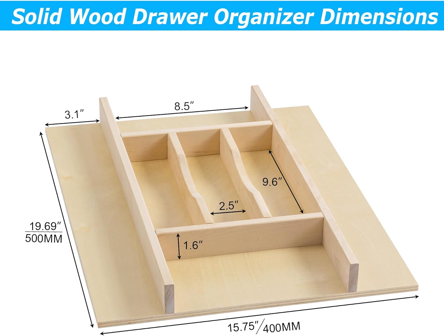Organizador de cajones de cocina, organizador de utensilios para cajones de cocina, organizador de utensilios de cajón de madera, organizador de