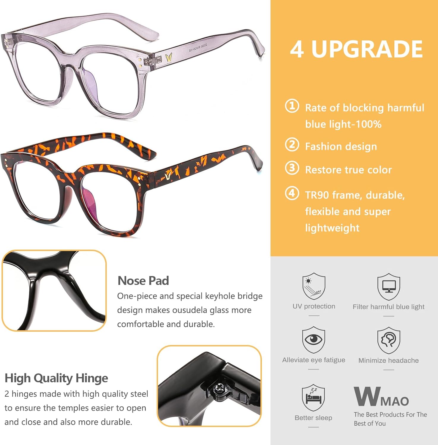 Gafas de bloqueo de luz azul para mujeres y hombres, filtro azul, lentes de computadora antifatiga ocular para juegos