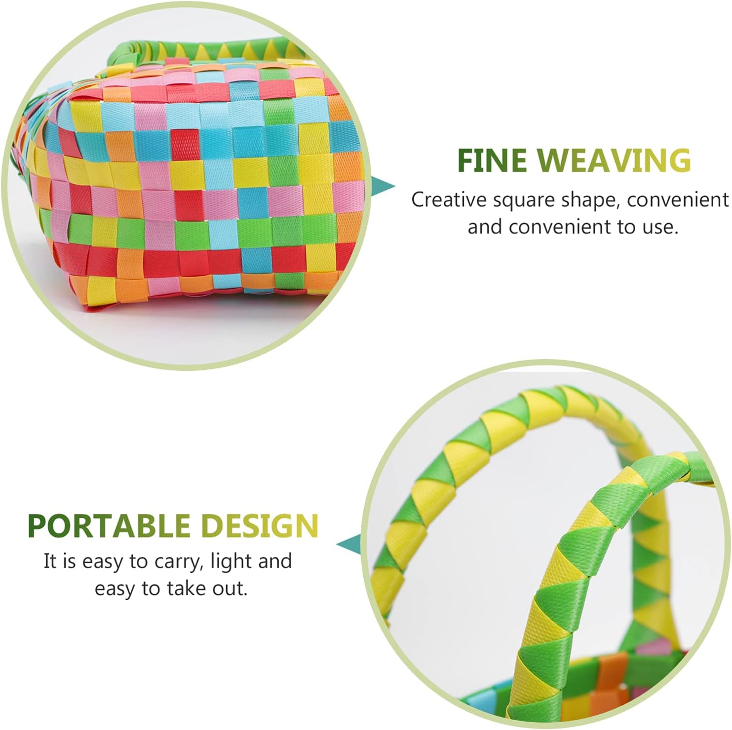 Cabilock Cesta de almacenamiento tejida a mano, bolsa de playa colorida para verano, bolsa de compras de alimentos, bolsa de soporte para aperitivos