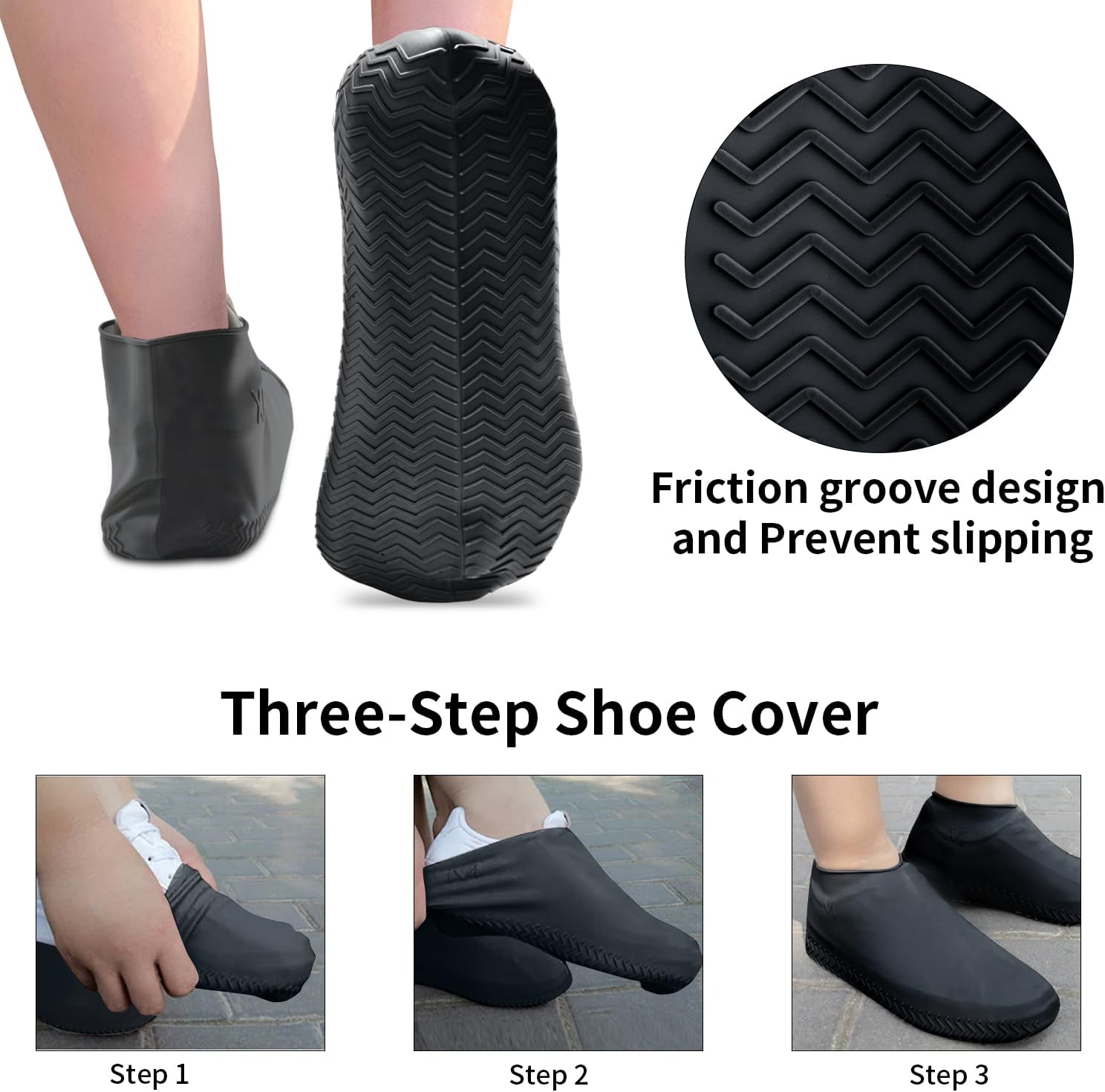 GULIFAN Fundas impermeables para zapatos, fundas de silicona mejoradas, reutilizables, antideslizantes, lavables, para lluvia y nieve, al aire