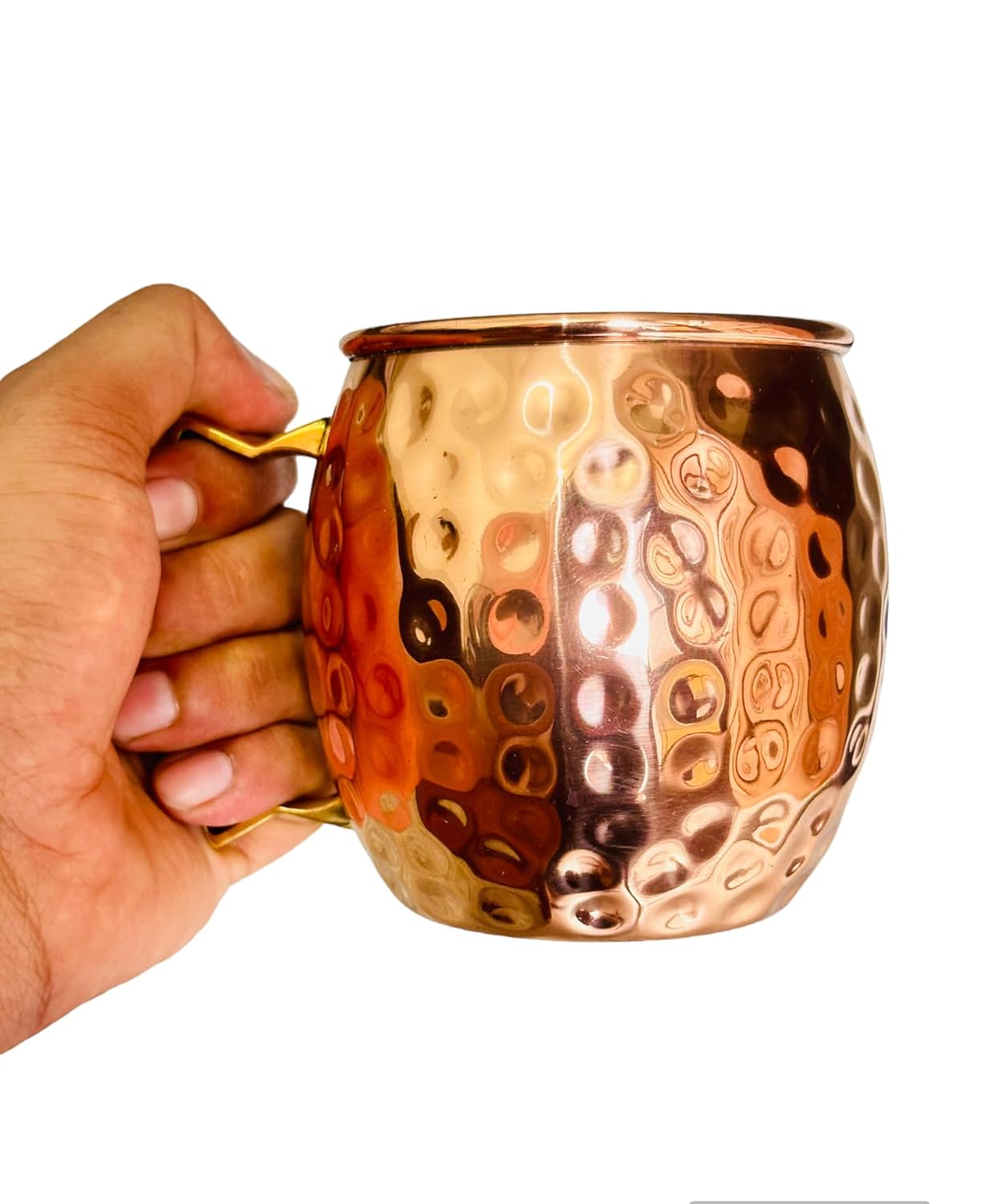 Moscow Mule Copper Mugs-Set of 2 Hammered Copper Cups,100% HANDCRAFTED Food Safe Pure Solid Copper Mugs – 16 oz Gift Set, Stainless Steel Lining,