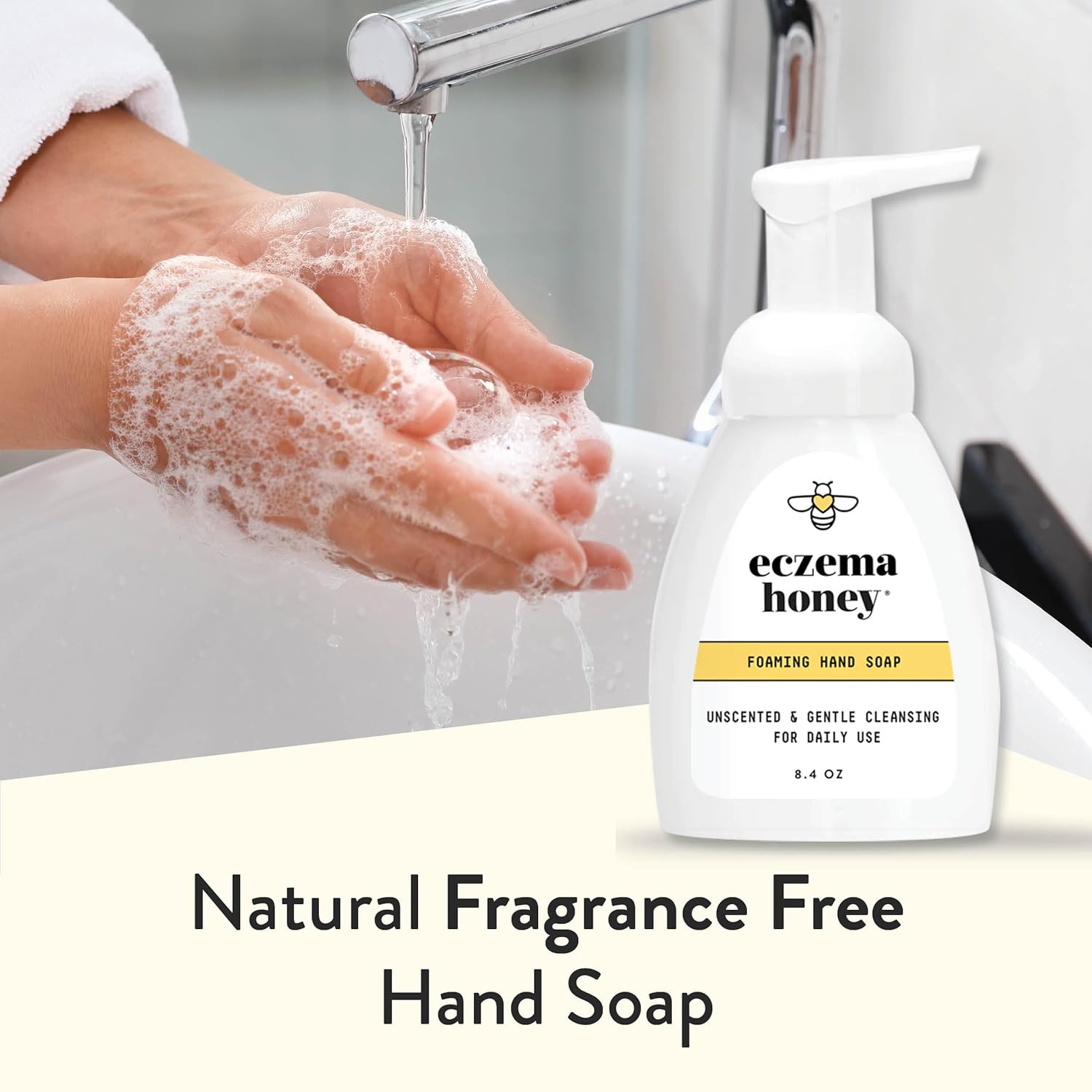 ECZEMA HONEY Jabón de manos suave espumoso  Limpiador suave para manos secas  Jabón de manos no tóxico sin perfume  Limpiador de manos natural para