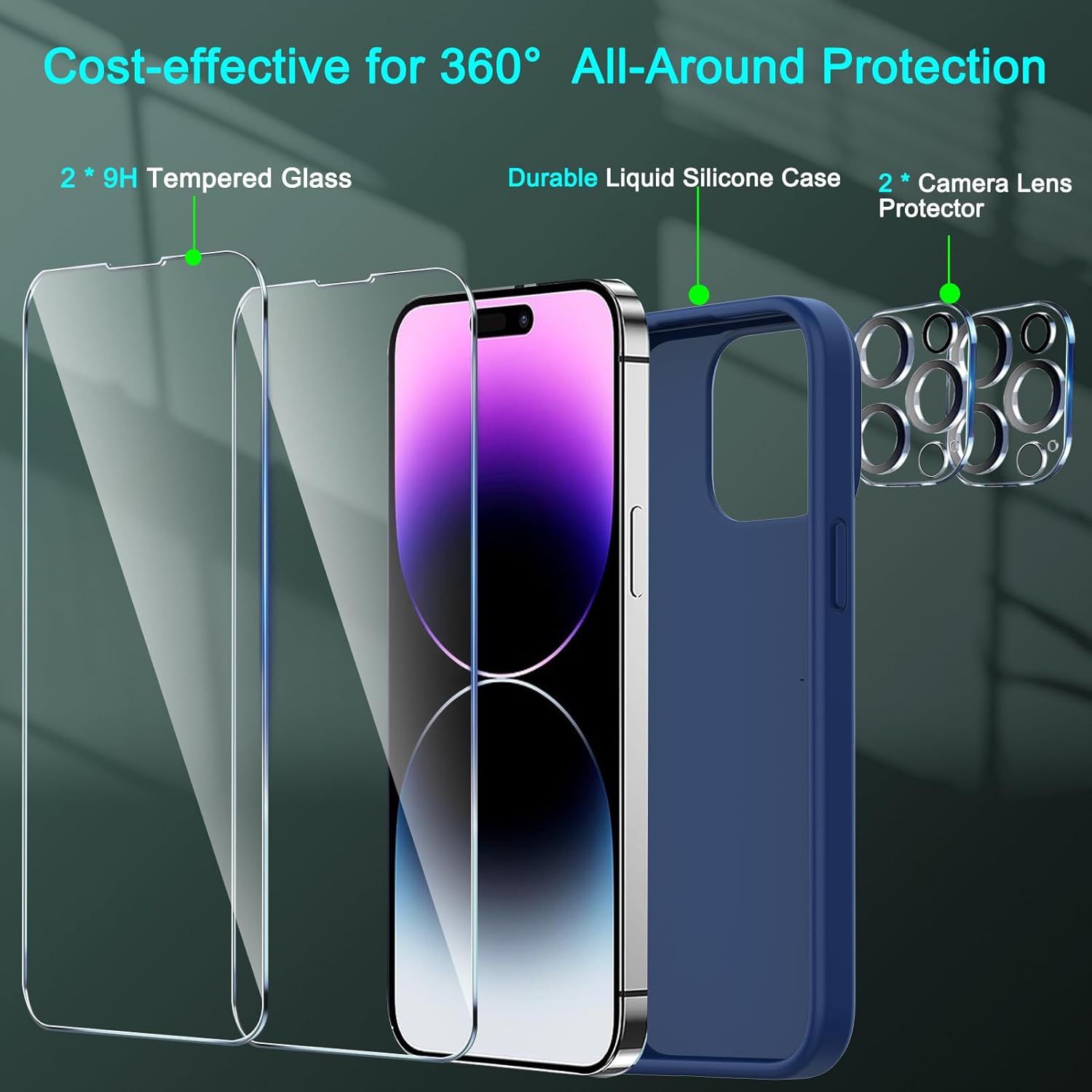 TIQPOUA Funda de silicona líquida para Apple iPhone 14 Pro Max, accesorios a prueba de golpes, delgada, suave, adecuada para Magsafe, con 2