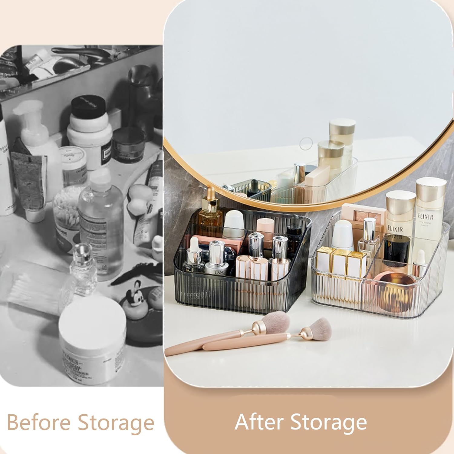 Organizador de maquillaje, caja de almacenamiento de cosméticos, organizador de brochas de maquillaje de gran capacidad, accesorios de tocador,