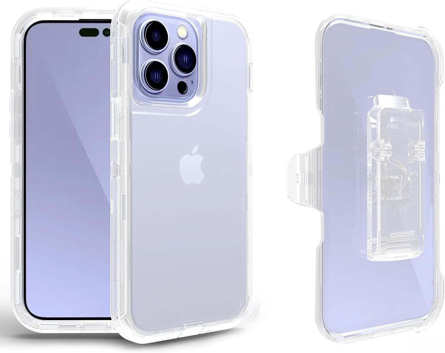Asuwish Funda de teléfono para iPhone 14 Pro Max de 6.7 pulgadas con clip para cinturón transparente, soporte híbrido a prueba de golpes, grado