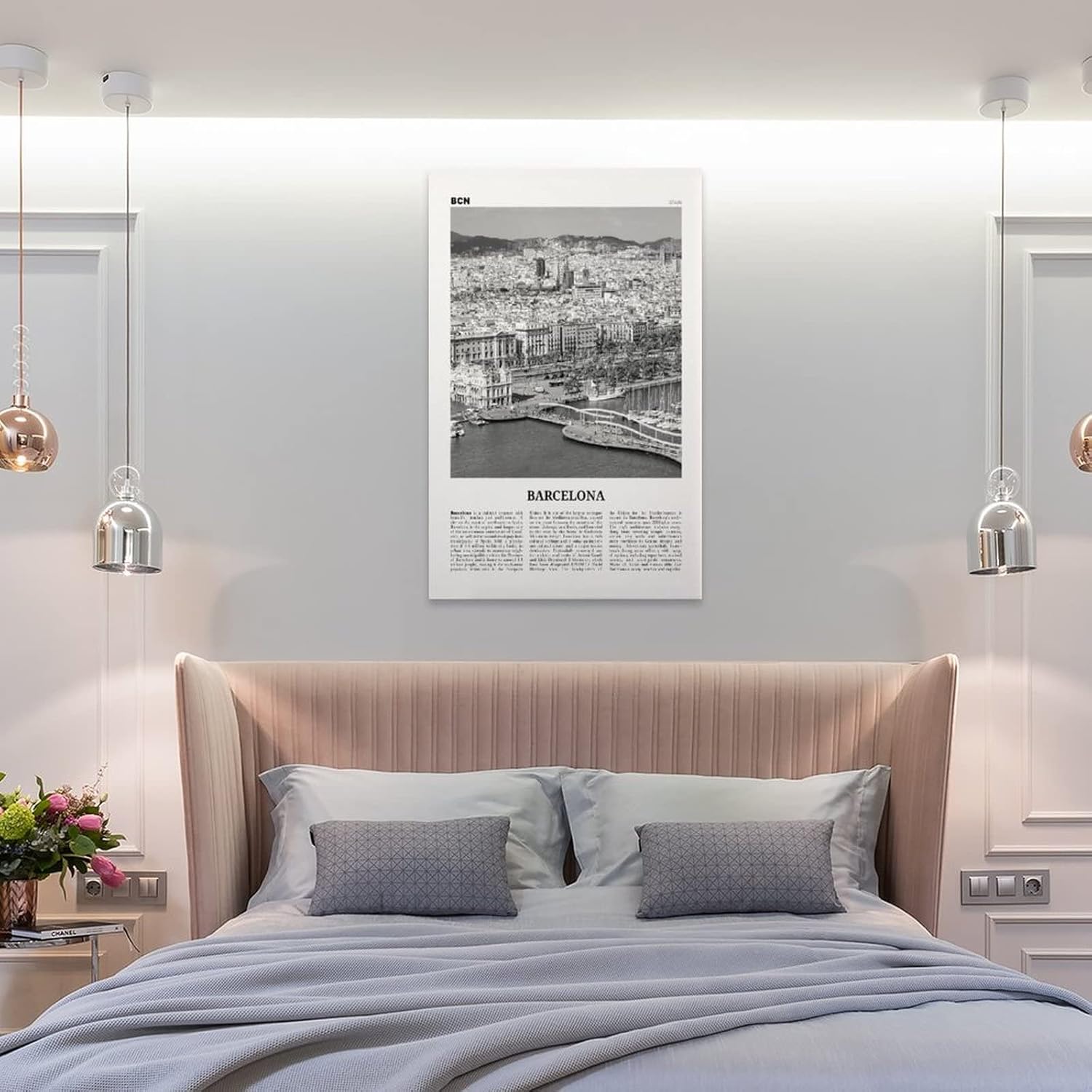 Barcelona – Póster de pared con estampado de océano blanco y negro, póster de Barcelona, foto de Barcelona, lienzo de Barcelona, póster de pared