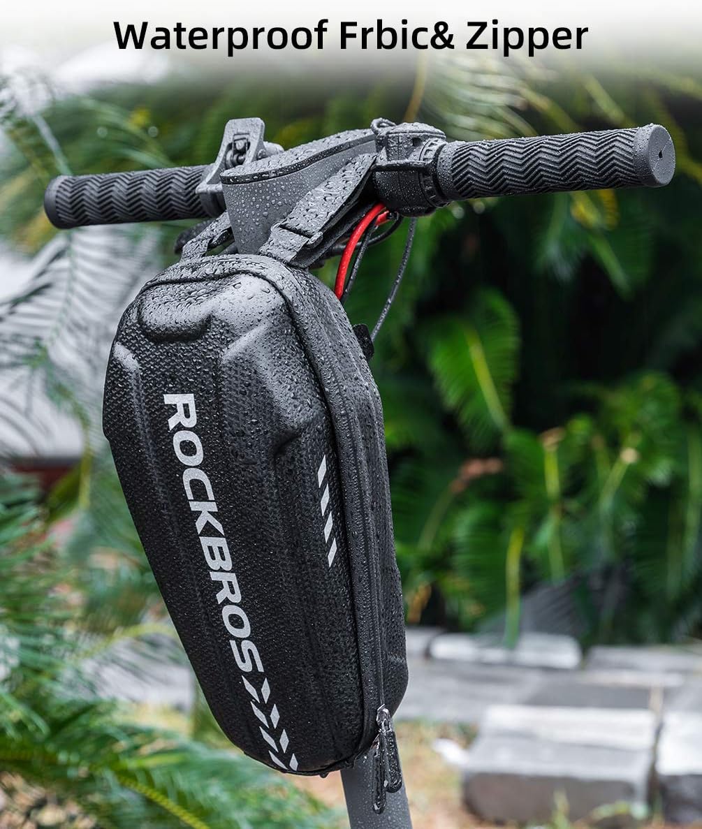 ROCKBROS Bolsa de almacenamiento para scooter Bolsa colgante delantera Bolsa de manillar de scooter impermeable Bolsa plegable EVA Hard Shell