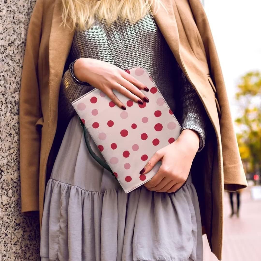 Funda de cuero para la Biblia para hombres, funda de Biblia con patrón de bola roja, bolsa grande para la Biblia con asa bolsa de mano para la