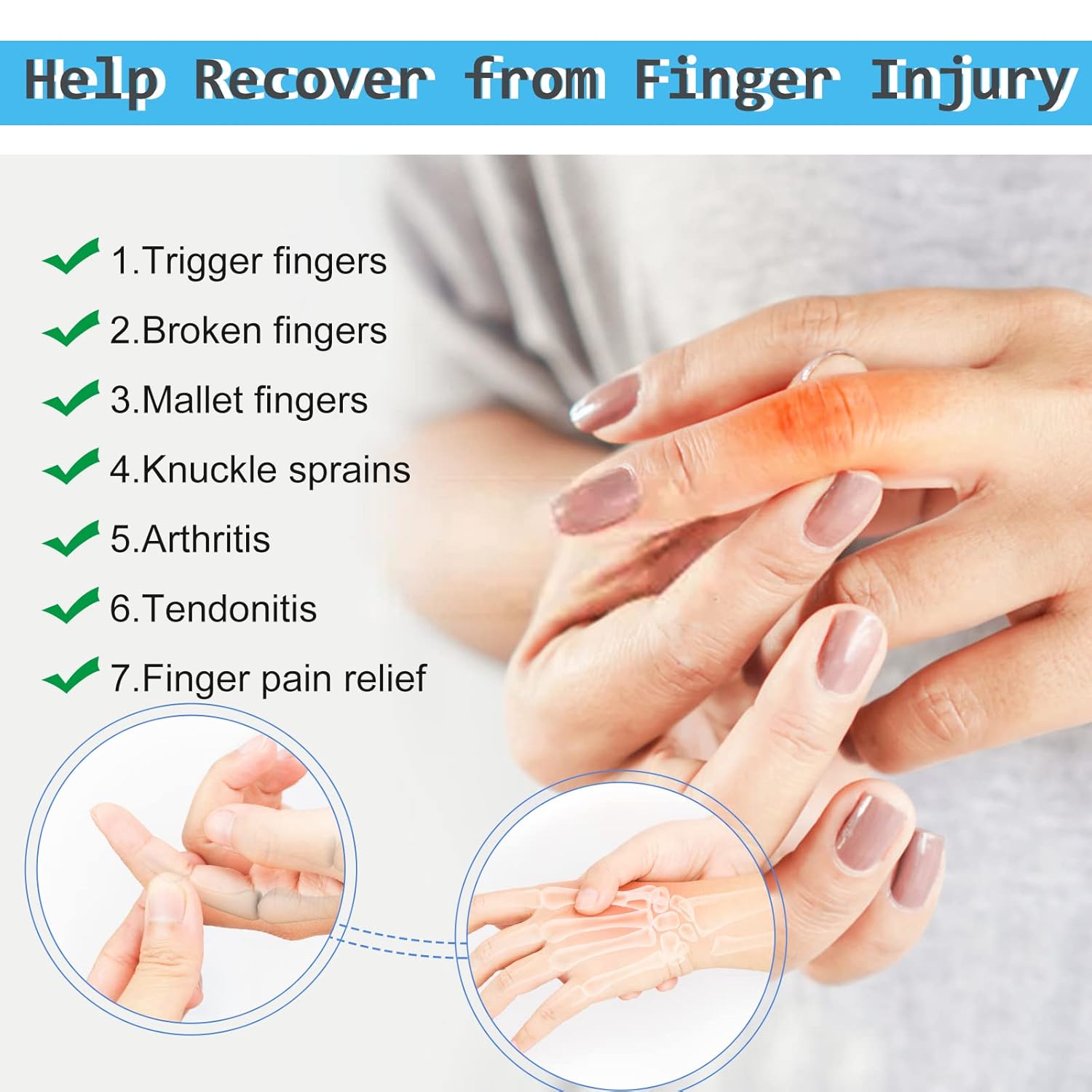 10 fundas de compresión para dedos, protectores de manga para los dedos, soporte para el pulgar para el dedo gatillo, artritis, hinchazón,