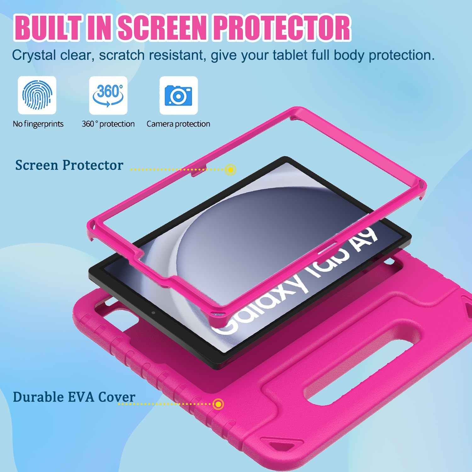 BMOUO Funda para niños para Samsung Galaxy Tab A9 de 8.7 pulgadas 2023 (SM-X110X115X117) y Galaxy Tab A7 Lite 2021, con protector de pantalla, a