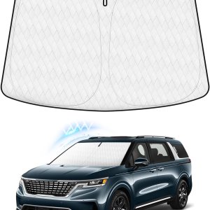 KUST Parasol para parabrisas delantero, plegable, más grueso, de 5 capas, bloquea el calor y los rayos UV KUST Parasol para parabrisas delantero, plegable, más grueso, de 5 capas, bloquea el calor y los rayos UV
