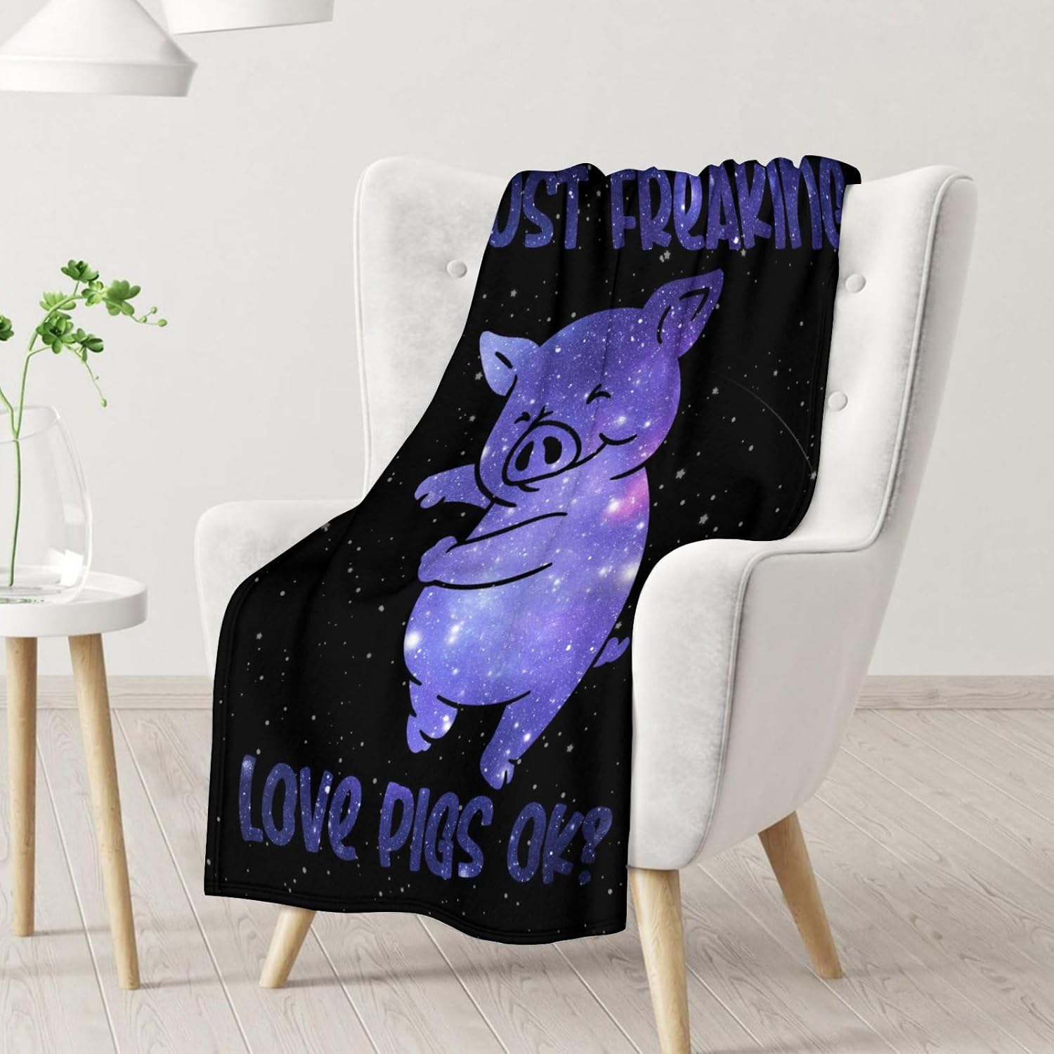 Manta de cerdo para regalar  Manta de 60 x 80 pulgadas para mujeres y niñas  Manta de felpa suave y mullida púrpura para sofá, oficina