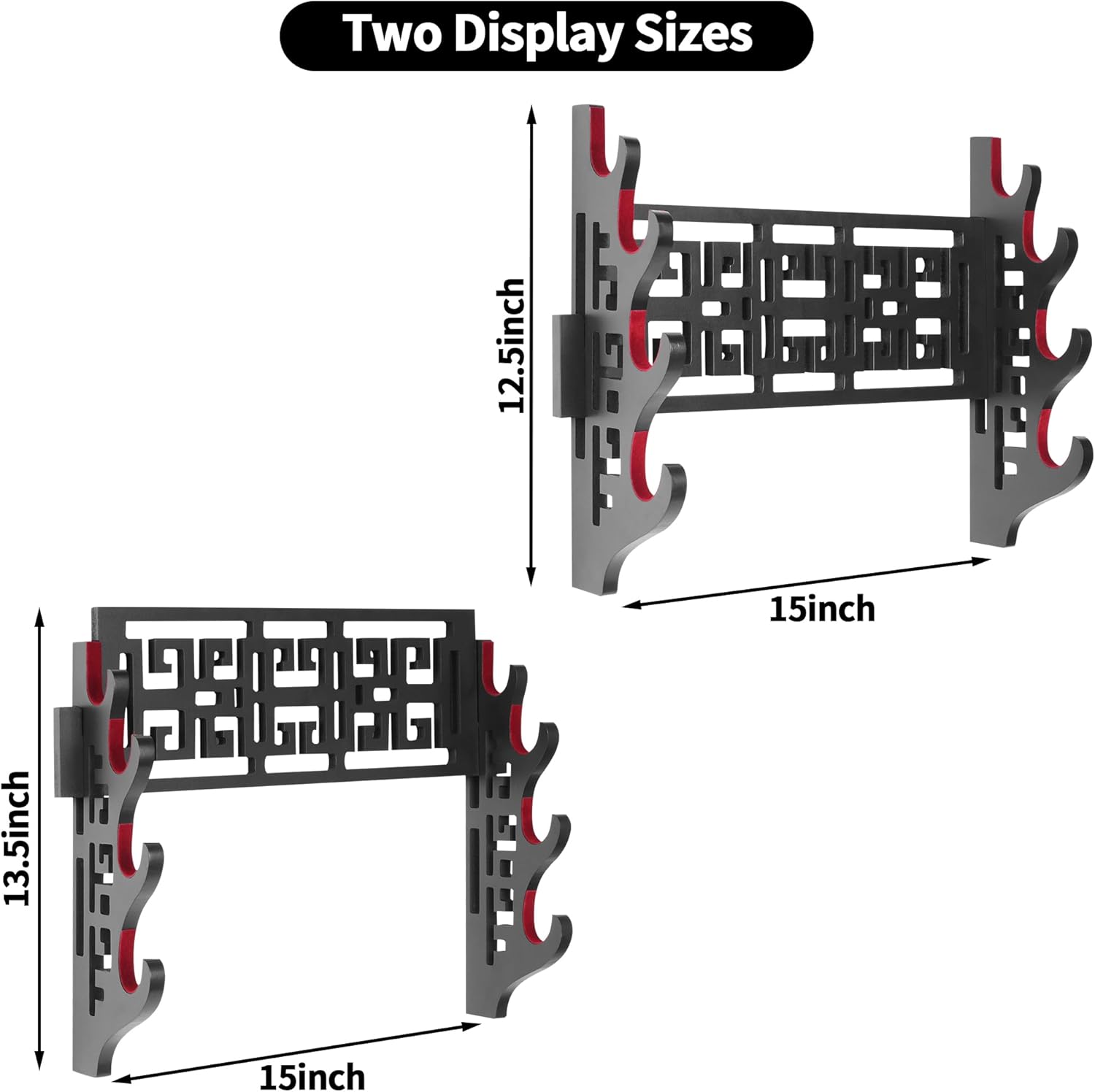 Vevet – Soporte de pared para espadas de 4 niveles, soporte acolchado para Katana, soporte de pared para espadas, soporte de madera samurái para