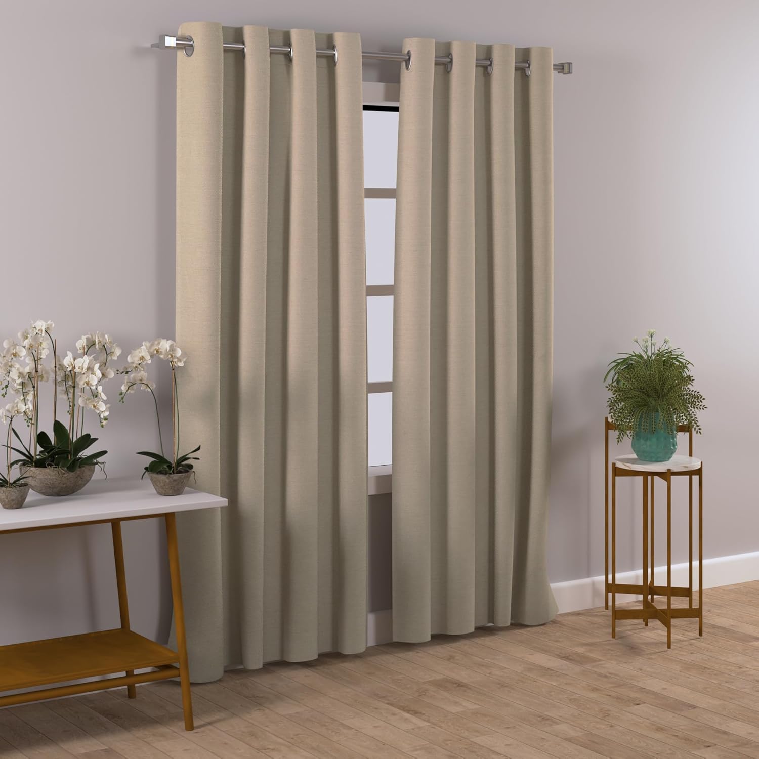 Cortinas de algodón largas y duraderas con ojales con 2 paneles de 84 pulgadas de largo x 52 pulgadas de ancho, color gris topo, cortina de ventana