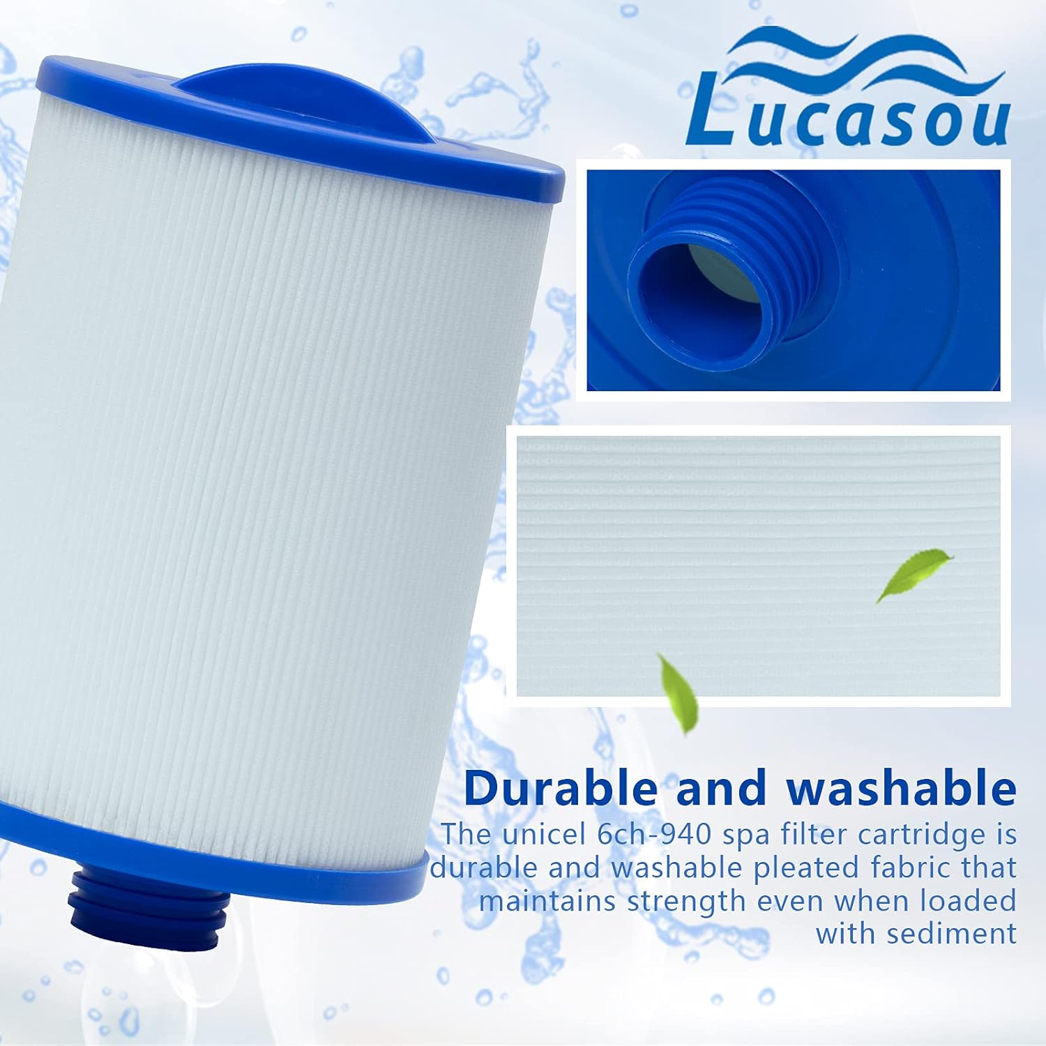 Lucasou Filtro de repuesto para spa Unicel 6CH-940, PWW50 para filtro de bañera de hidromasaje Pleatco, filtro de spa Pleatco PWW50P3 para Filbur