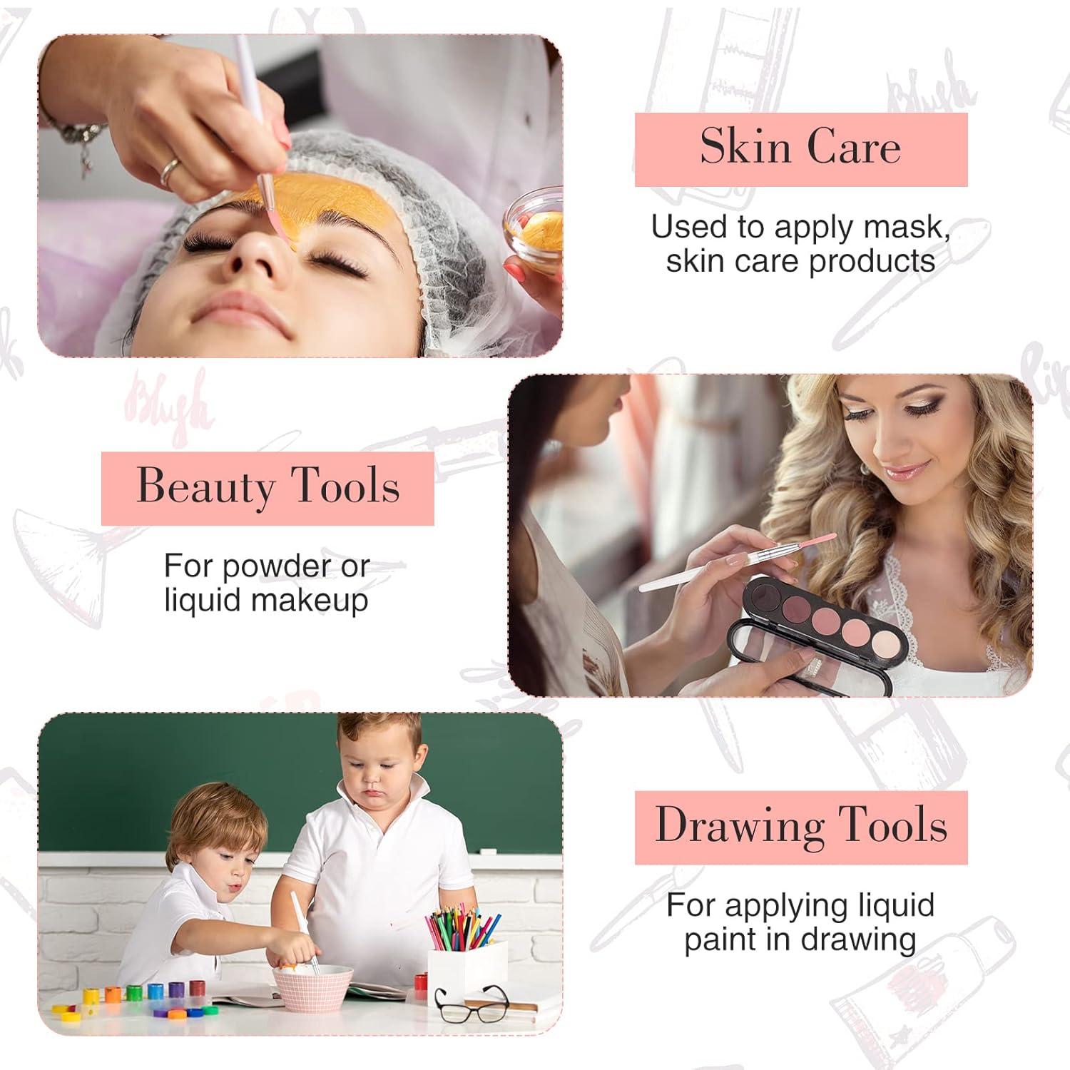 Maitys 6 pinceles faciales para máscara de abanico, herramientas de cepillo aplicador de máscara suave, brochas de maquillaje delgadas, herramienta