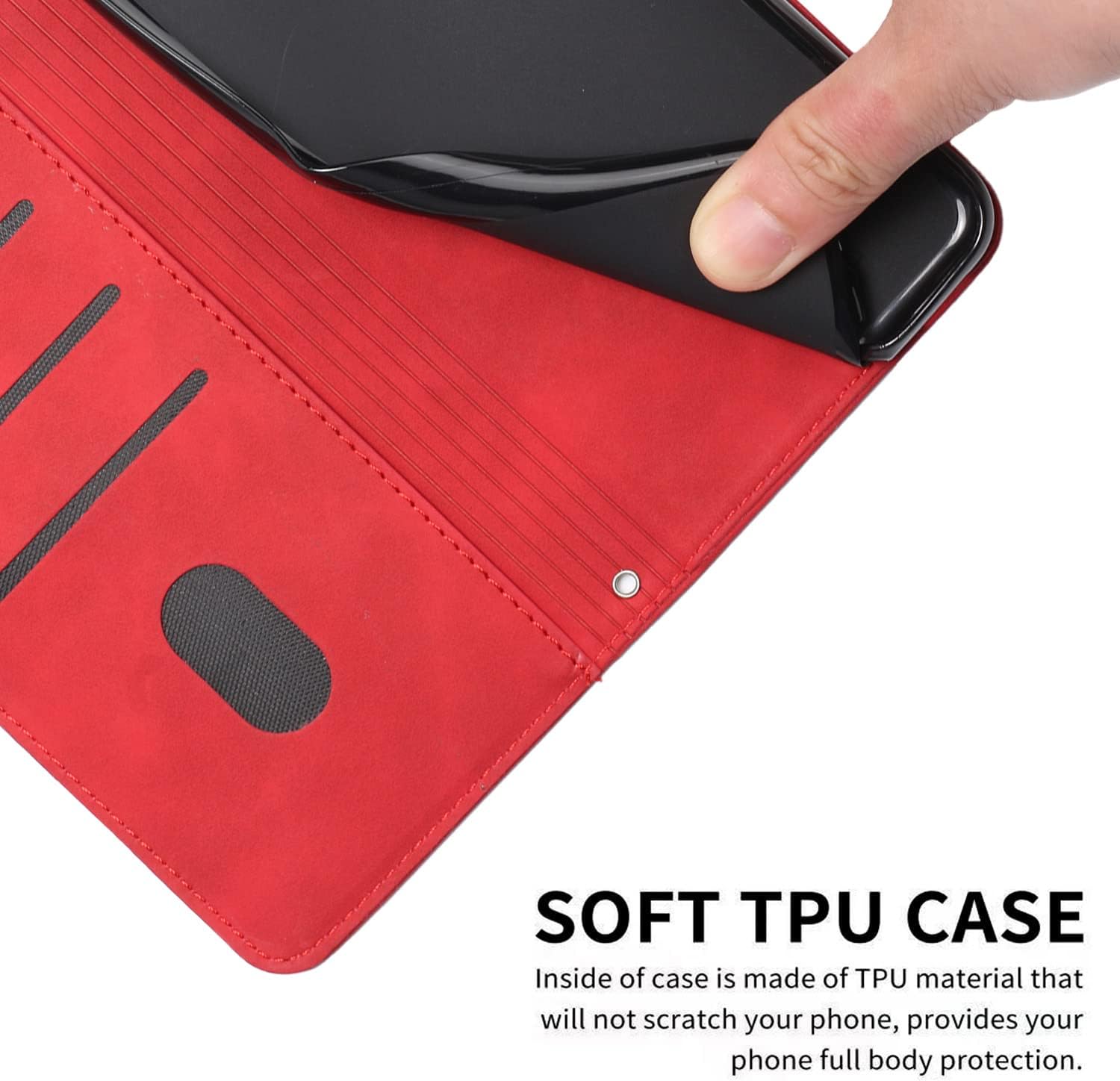 Para Xiaomi Poco X3 NFCX3  X3 Pro Flip Phone Case, Anti Drop, Anti Scratch Funda protectora, Funda protectora tipo cartera Rojo