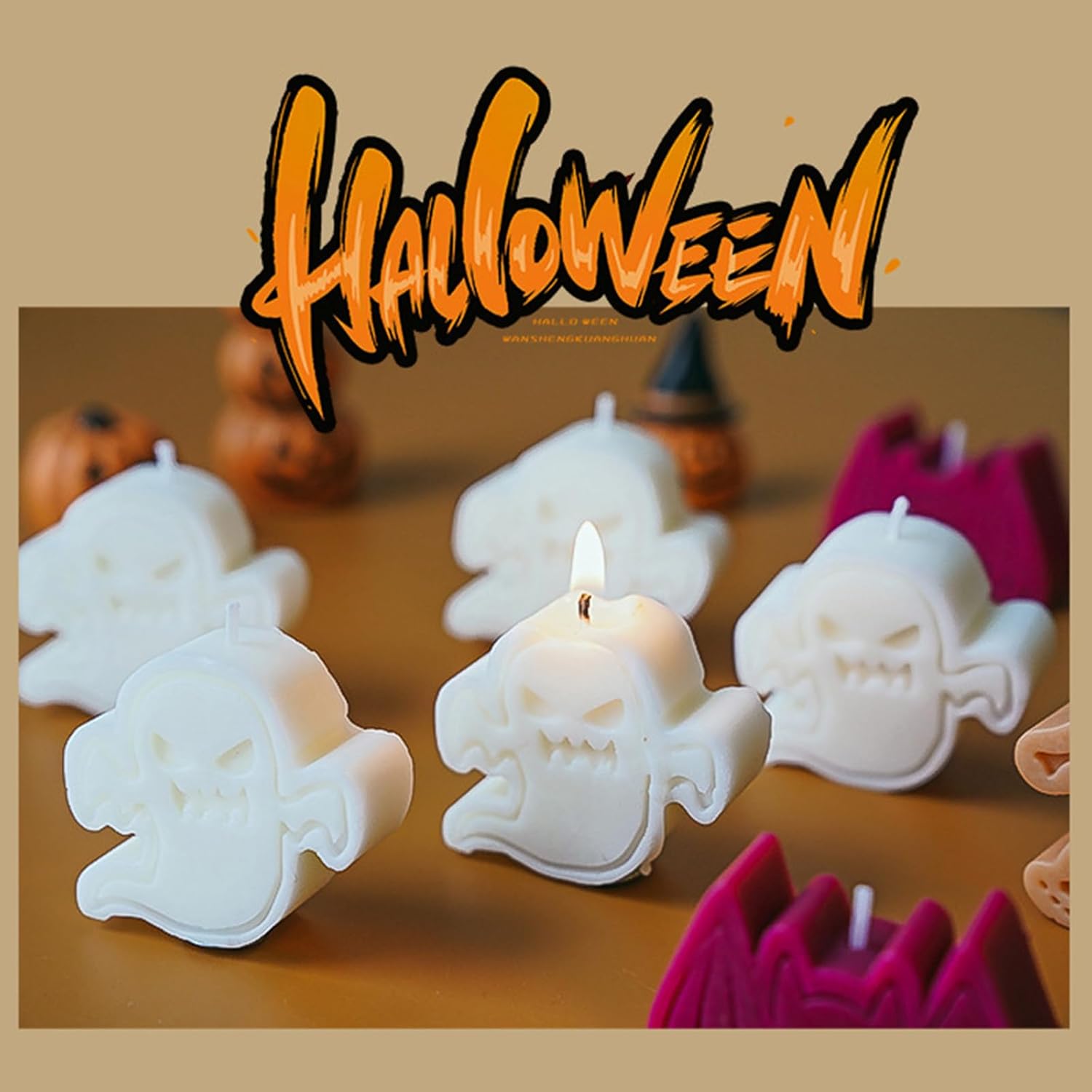 Vela perfumada de calabaza de esqueleto de Halloween creativa, fragancias divertidas y festivas, regalo de alta artesanía, caja de regalo perfumada