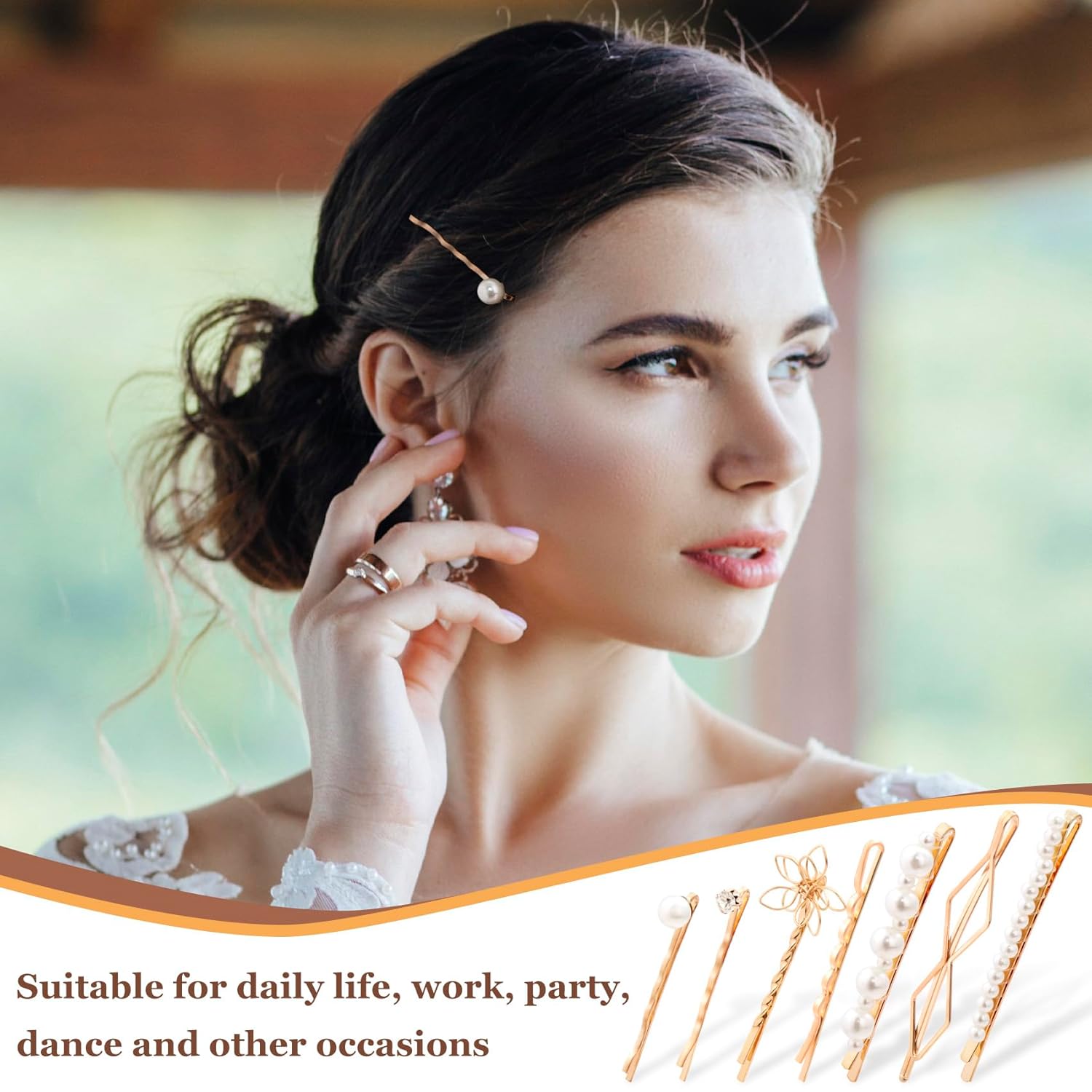 24 horquillas de perlas para el cabello, pinzas decorativas de perlas para el cabello, pinzas de perlas de metal para el cabello, pinzas para el