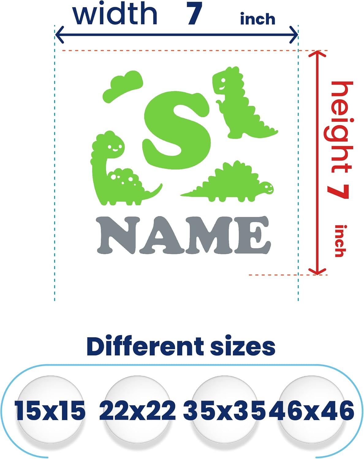 Dinosaurs Initials Custom Name Decals for Walls – Kids Decal Name Personalized Sticker with Baby Name and Initial with Crown – Custom Wall Lettering