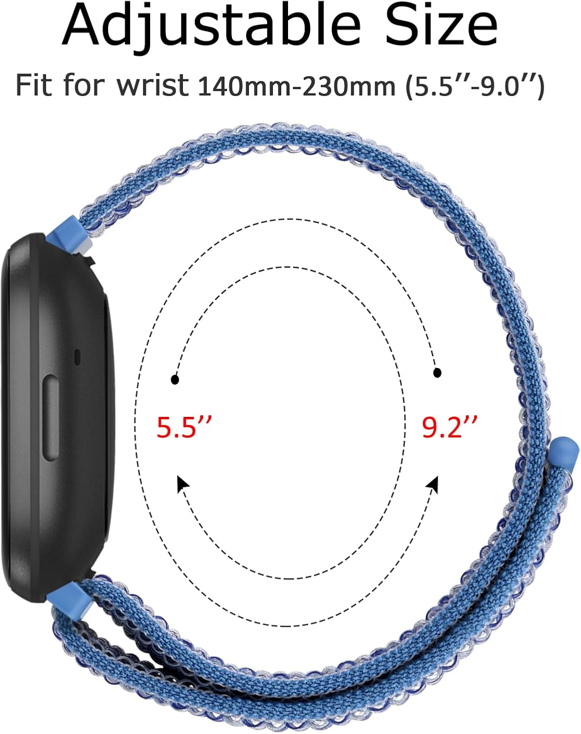 Vancle Bandas de nailon para Fitbit Versa 4, Fitbit Sense 2, Fitbit Versa 3, bandas Fitbit Sense, correas de repuesto ajustables suaves y