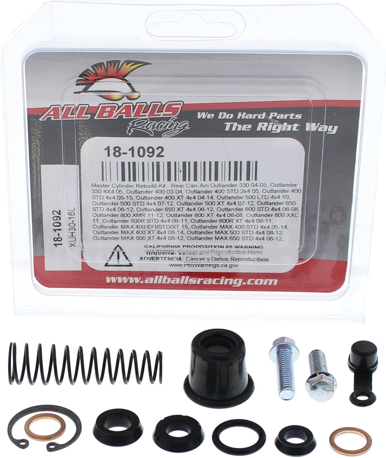 Kit de reconstrucción de cilindro maestro All Balls trasero 18-1092 para Can-Am Outlander 330 4×4 04-05, Outlander 500 LTD 4×4 10, Outlander 500 XT