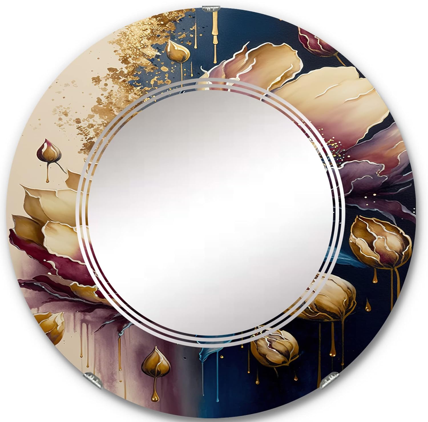 Night Shade Tulip Design III- Vanity Mirror, Bathroom Mirrors, Wall Mirrors for Living Room, Bedroom – Round Mirror – Large 24’x24′, 32’x32′
