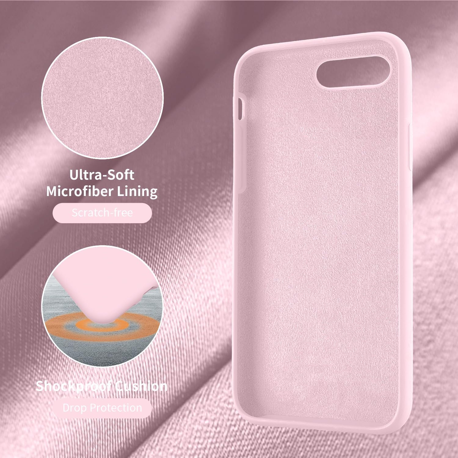Cordking Funda para iPhone 8 Plus, para iPhone 7 Plus, funda de silicona ultra delgada a prueba de golpes con forro de microfibra suave