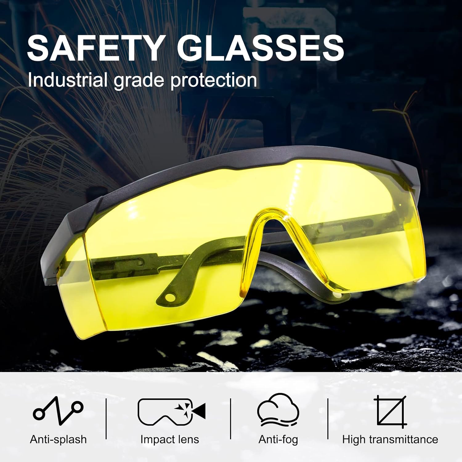 Gafas de seguridad para hombres y mujeres, gafas de trabajo antivaho para marcos ajustables y protección lateral