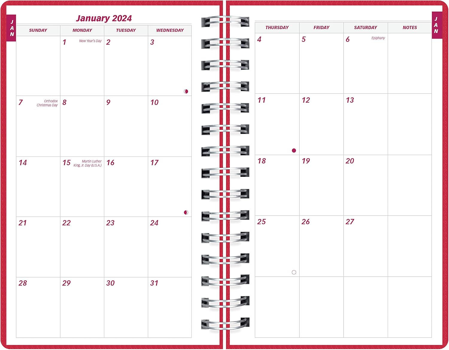 Brownline DuraFlex – Agenda diariamensual 2024, libro de citas, 12 meses, enero a diciembre, encuadernación de doble alambre, 8 x 5 pulgadas,