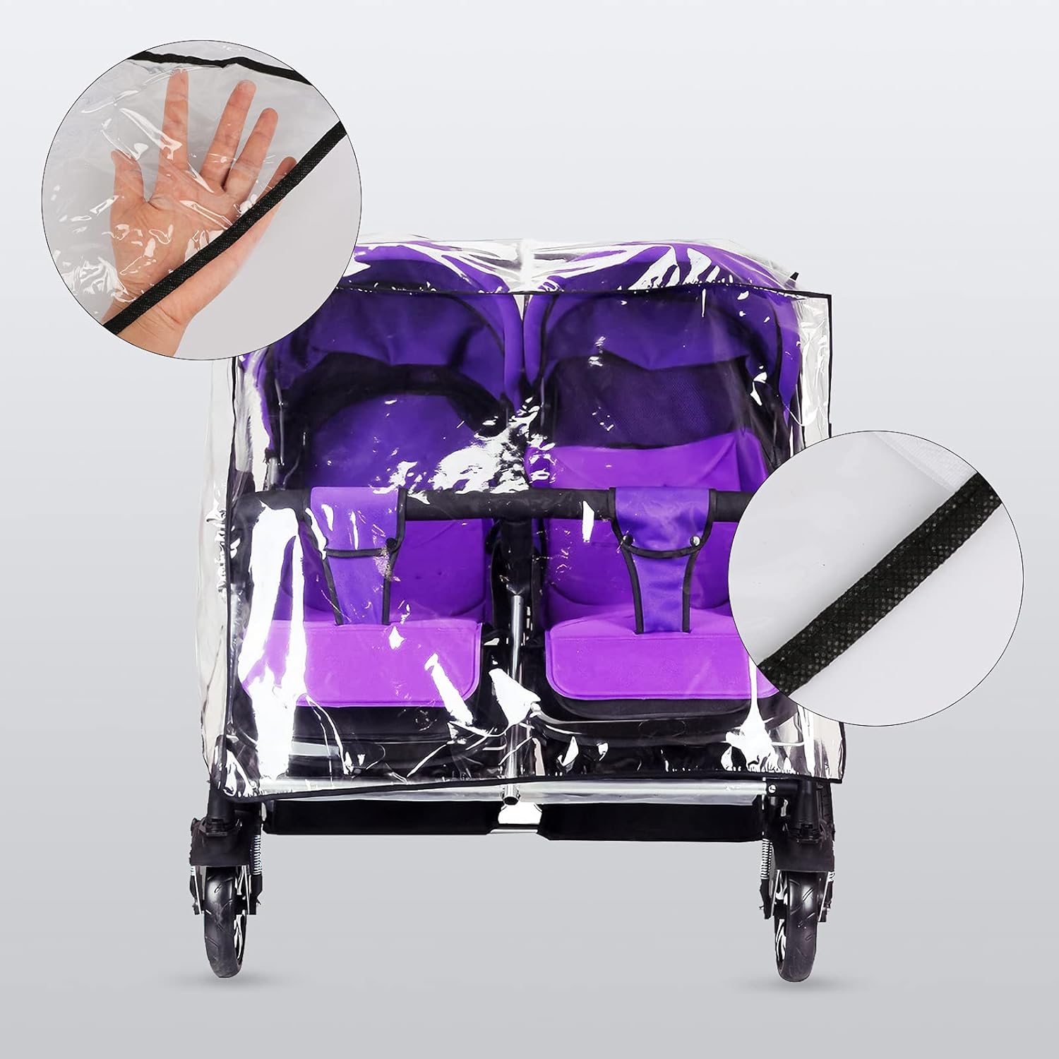 ITODA Universal Twins – Funda para cochecito de bebé, impermeable, impermeable, protección contra la lluvia, lado a lado, al aire libre, doble