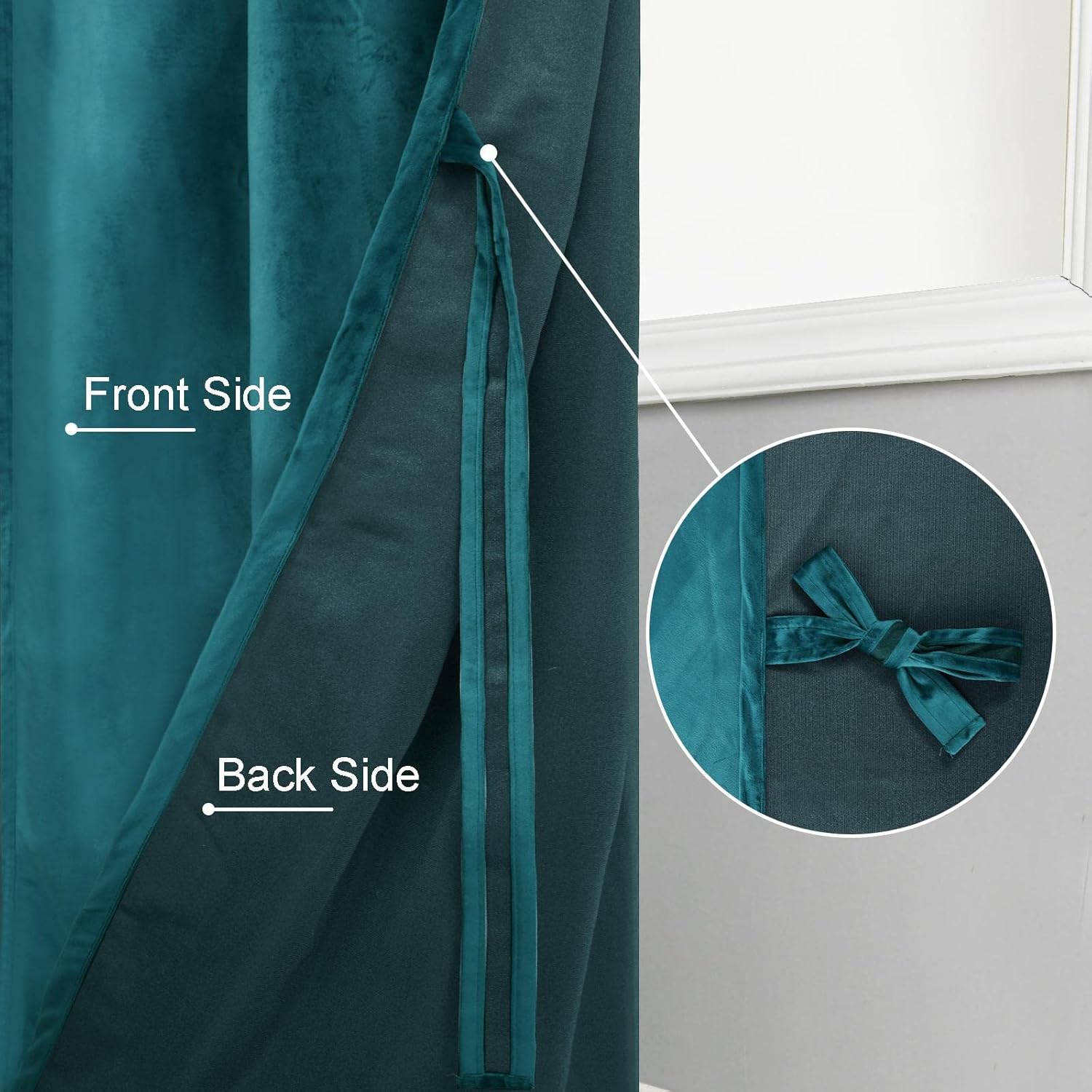 JIUZHEN Cortinas de terciopelo de 72 pulgadas de largo, cortinas opacas de terciopelo retro suave, con aislamiento térmico y reducción de ruido, con
