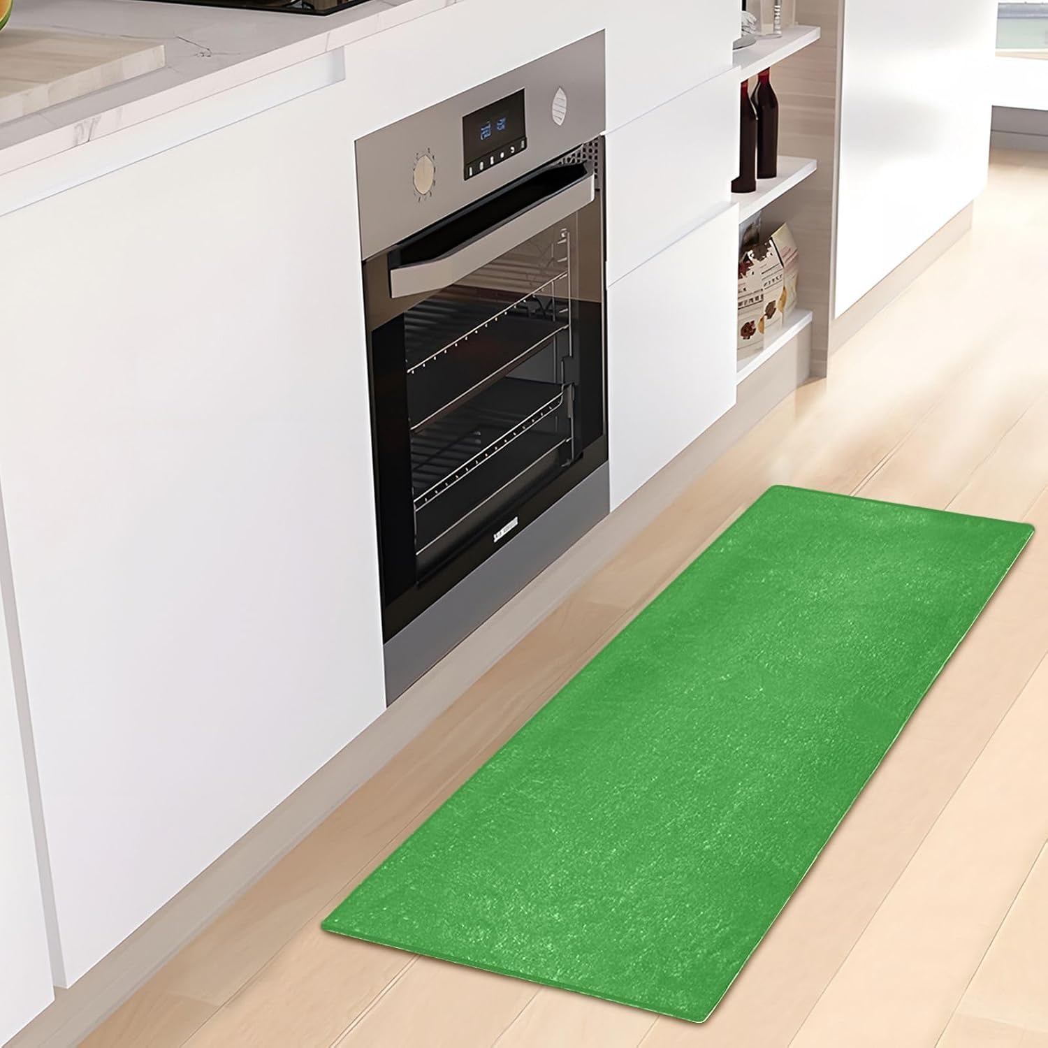 Tapete de baño de felpa verde bosque, parte trasera de goma antideslizante, lavable, absorbente, 39 x 20 pulgadas