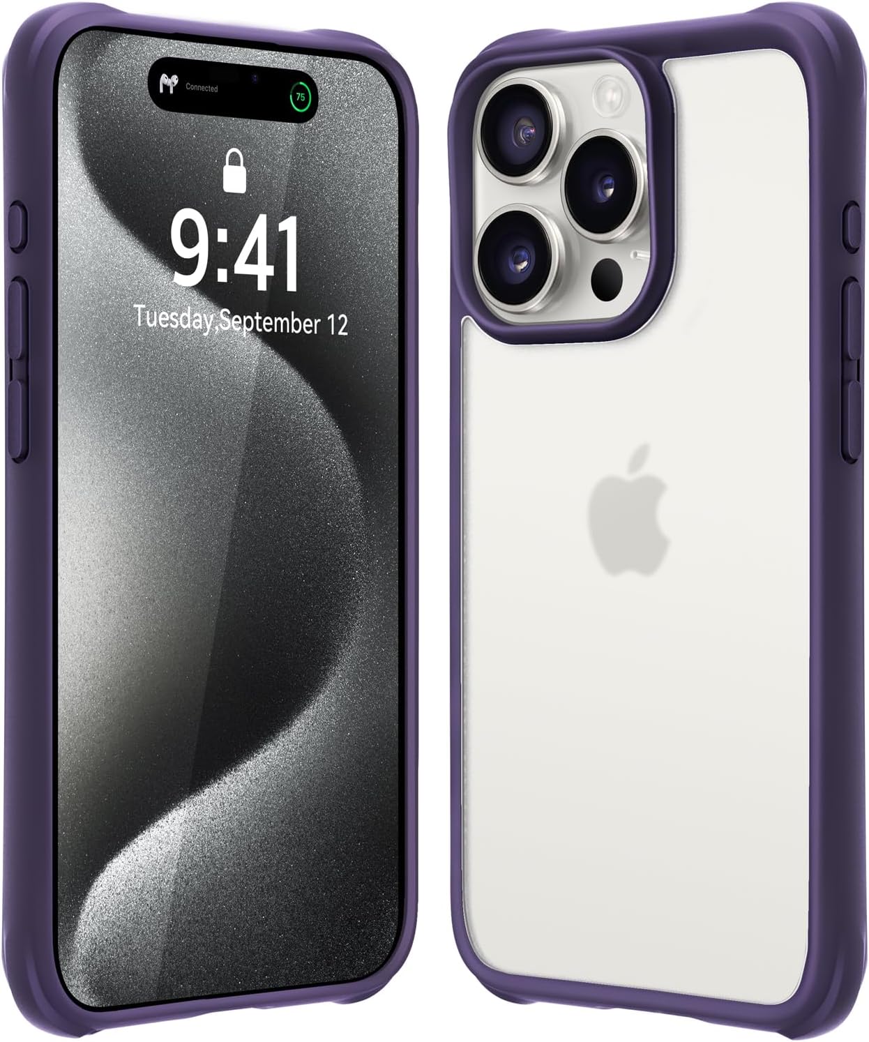 Mkeke Funda para iPhone 15 Pro, no amarilla protección de grado militar a prueba de golpes, para Apple iPhone 15 Pro 2023, color morado