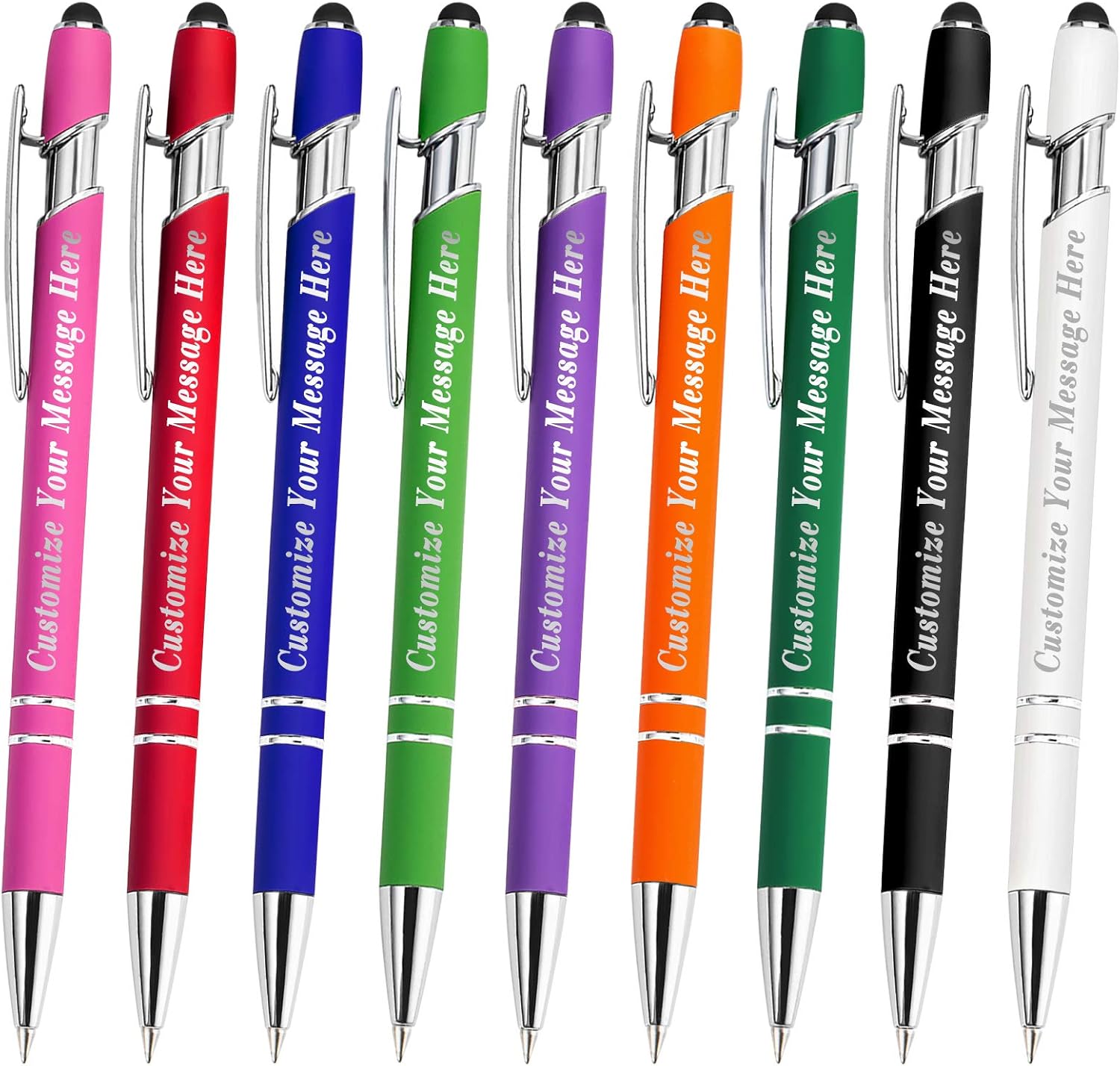 24 bolígrafos personalizados con lápiz, bolígrafos de grabado personalizado, impresos con tu logotipo o mensaje para Navidad, graduación y