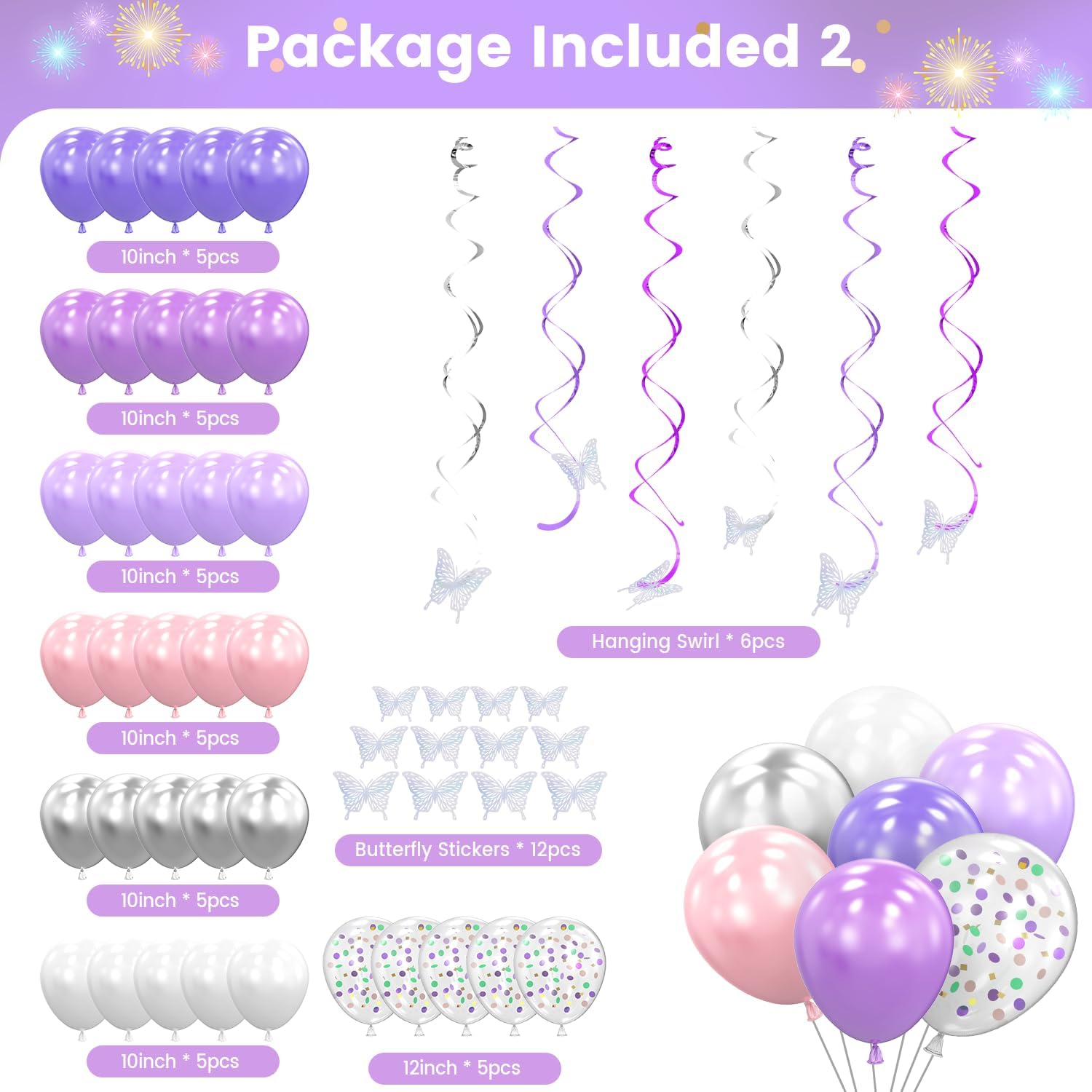 Decoraciones de cumpleaños rosa y morado para niñas, decoraciones de fiesta de feliz cumpleaños para mujeres, cortina de flecos morados, pancarta de