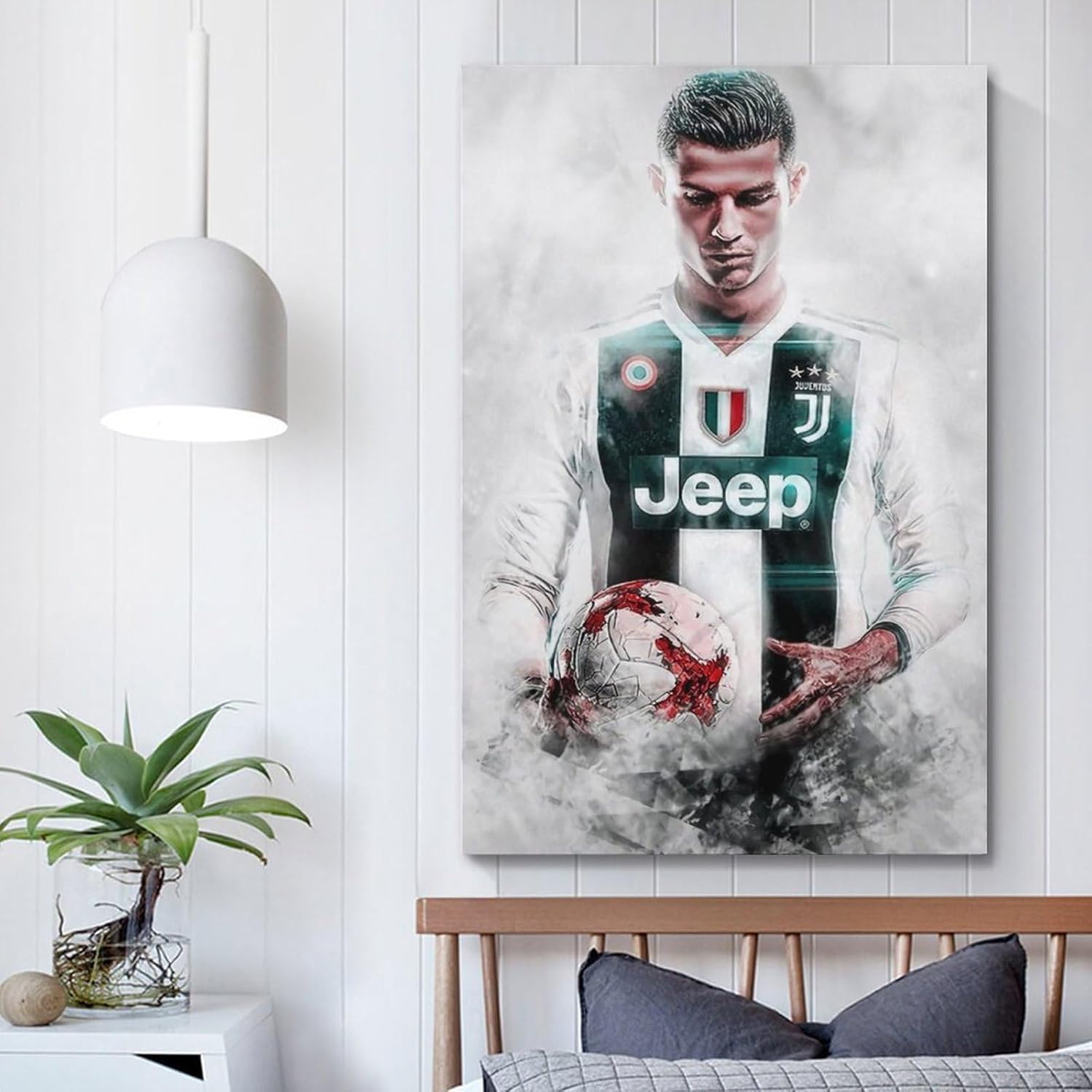 VCLUST Cristiano Ronaldo – Póster de fútbol para decoración de pared, lienzo estético para decoración de dormitorio, 16 x 24 pulgadas, 3