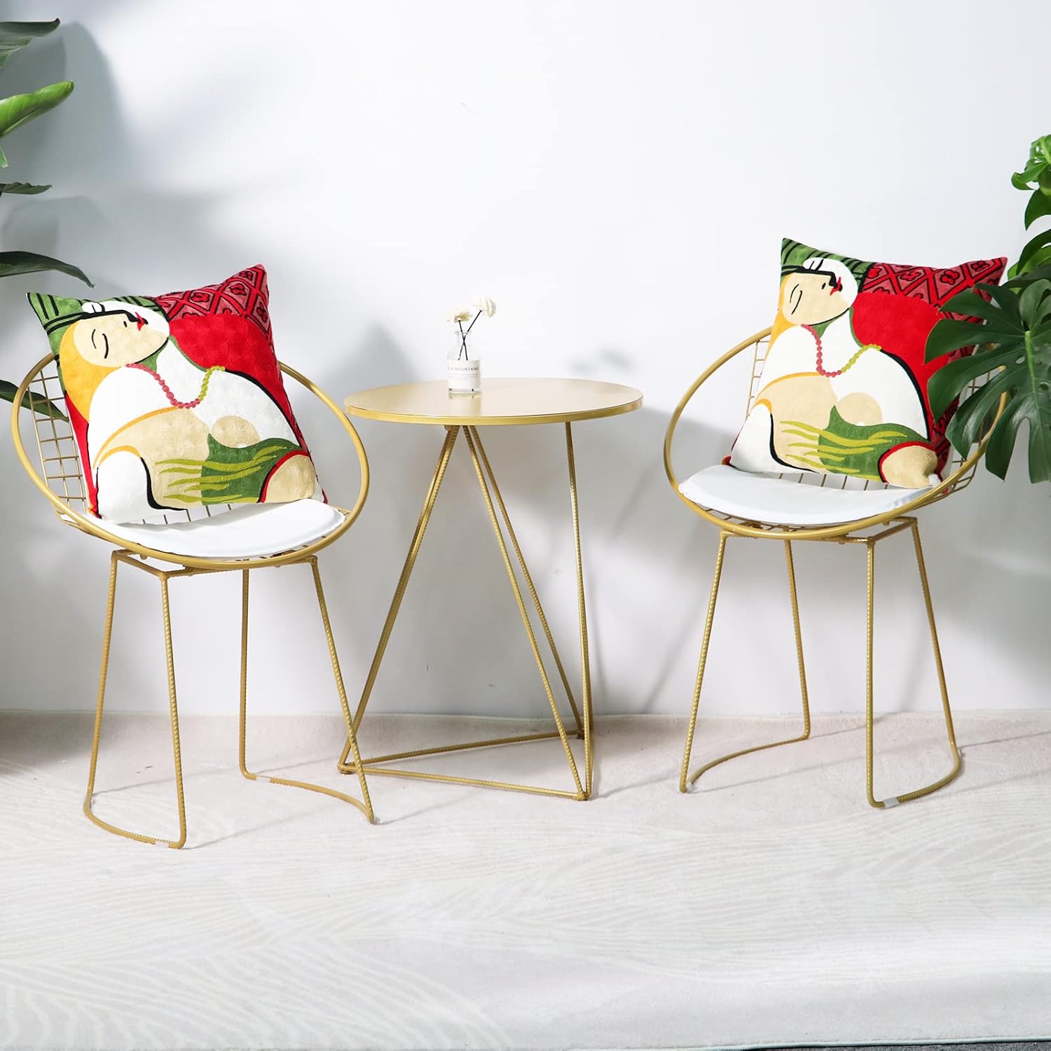 1 funda de almohada decorativa bordada con geometría moderna, para decoración de sofá, funda de cojín cuadrada para exteriores, 18 x 18 pulgadas