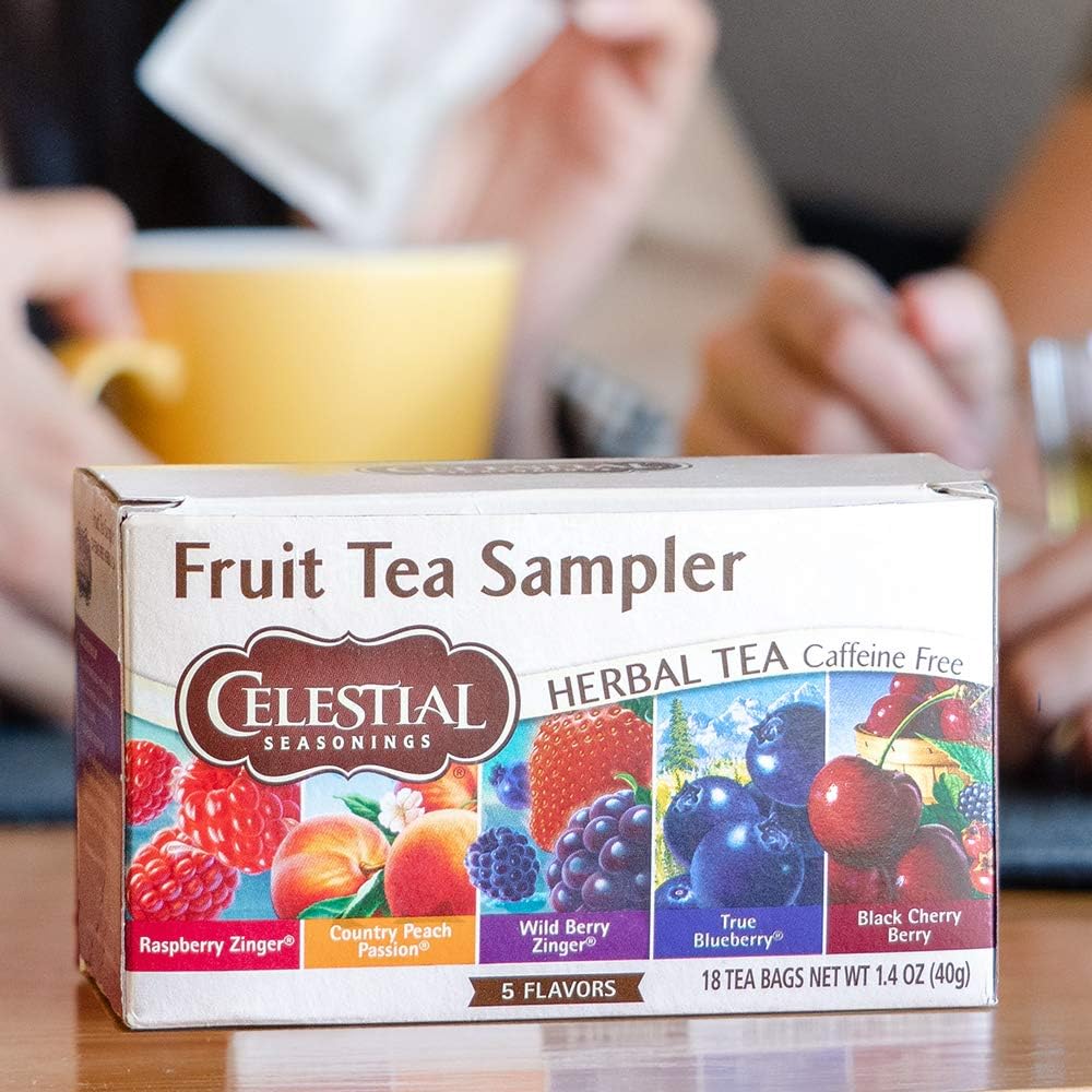 Celestial Seasonings  Degustación de tés de hierbas frutales Sin cafeína  18 bolsas de té