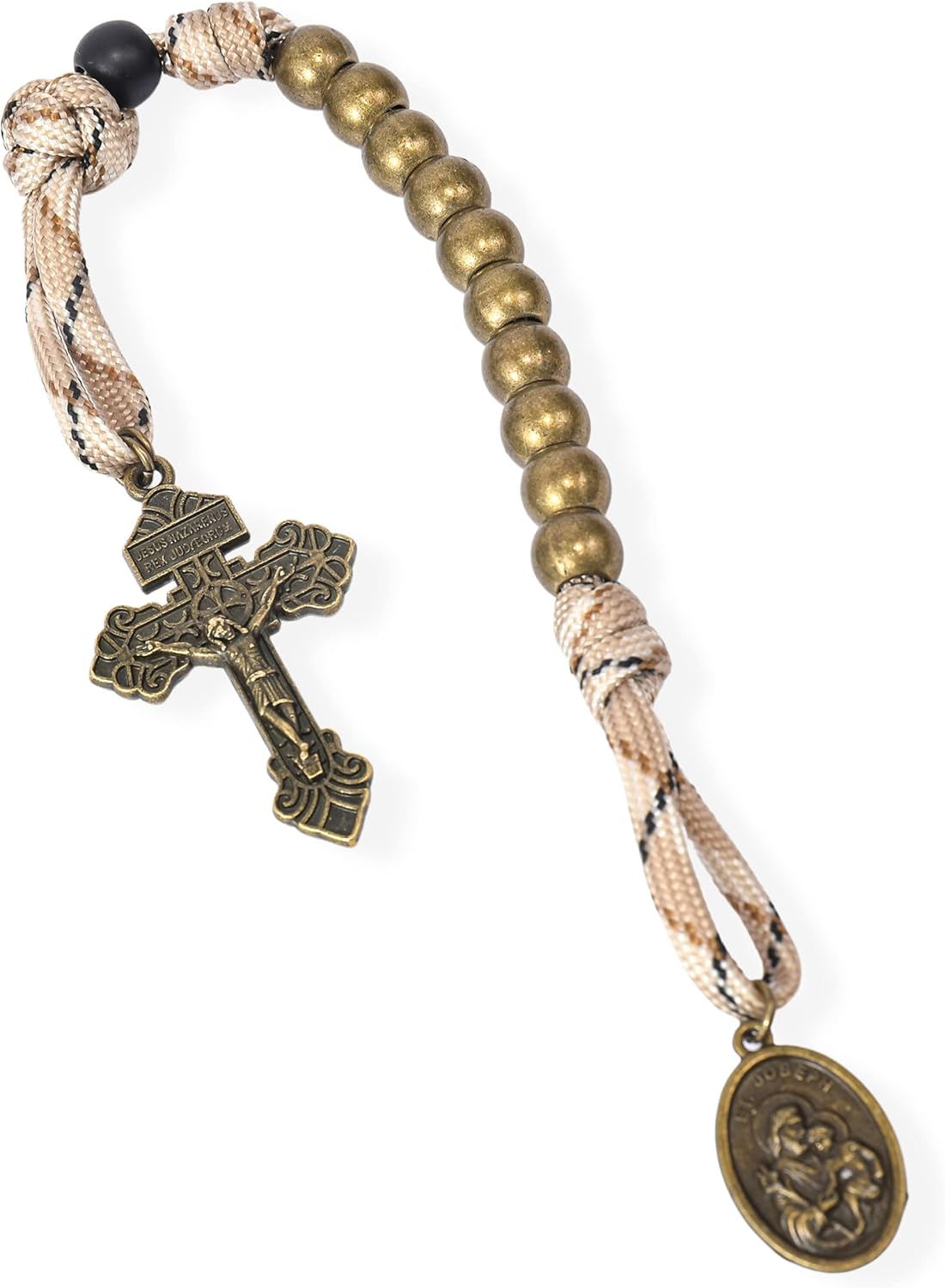 Nazareth Store Juego de rosarios de cuerda de paracaídas, collar de rosario resistente y rosario de una década con cordón fuerte y pesado con San