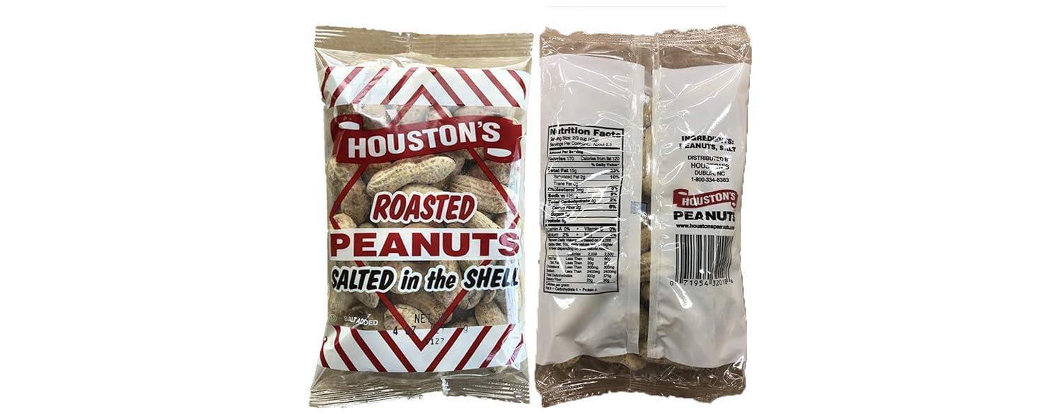 Houston’s – Cacahuetes tostados salados en cáscara, bolsa de 4 onzas (paquete de 12)