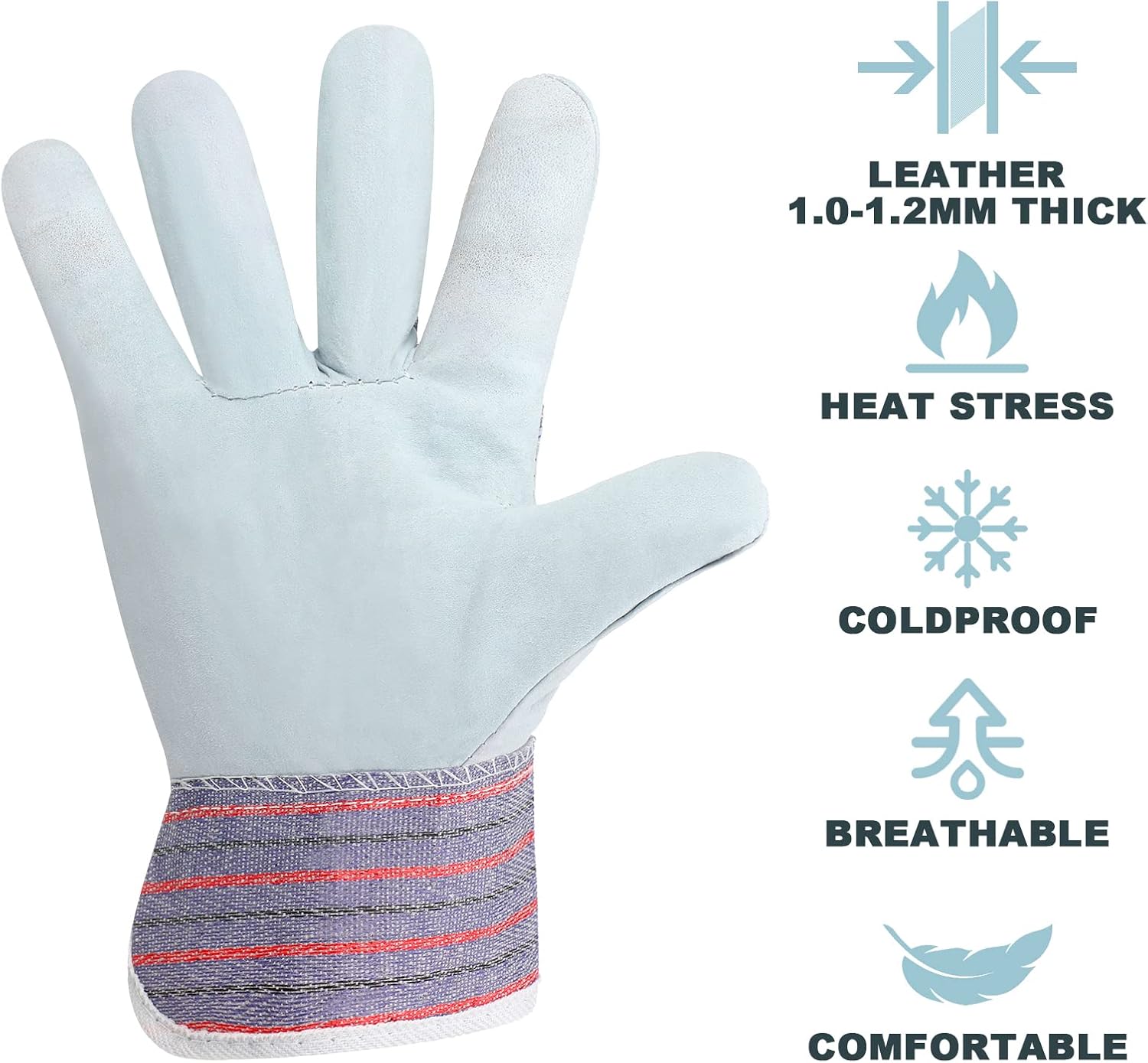 Jiuguva 24 pares de guantes de trabajo de algodón, guantes de cuero de seguridad, guantes de jardinería con palmas reforzadas de alta resistencia