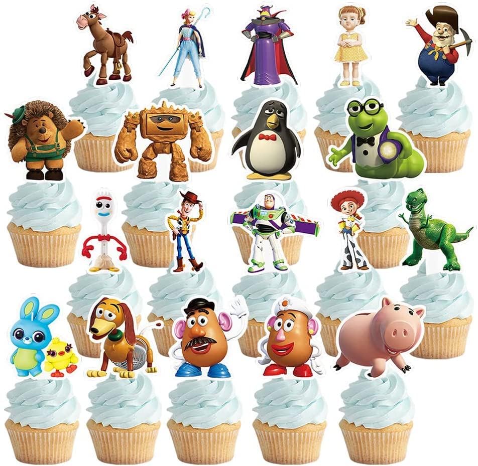 Juego de 38 decoraciones para cupcakes de cuentos, suministros de fiesta de pastel de cumpleaños