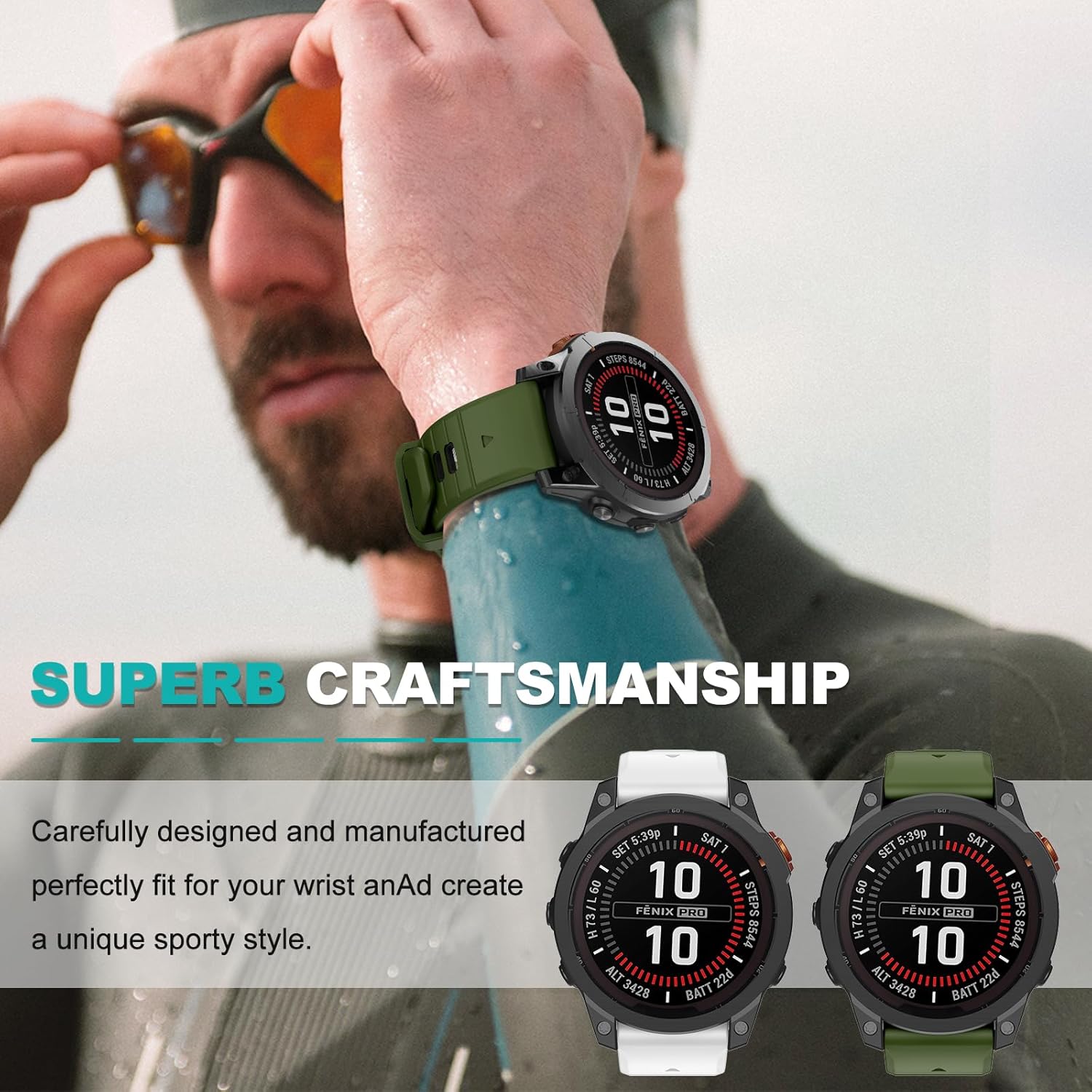 OVERSTEP Correa de reloj para Fenix 7X Pro, bandas de reloj de silicona QuickFit de 1.024 in para Garmin Fenix 7X  Fenix 6X  Fenix 5X  Garmin