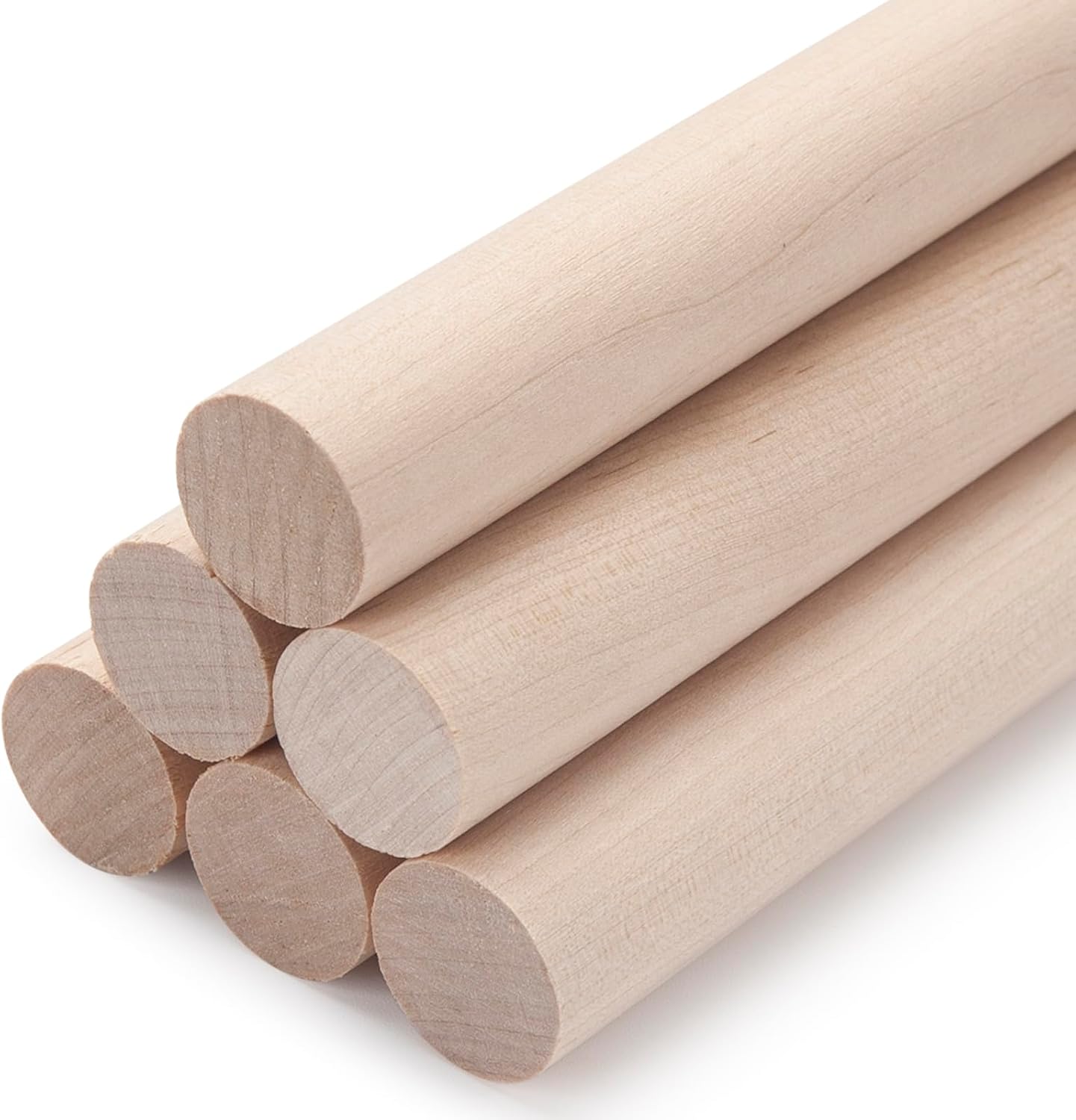 Varillas de madera para manualidades, 6 varillas redondas de madera de 1 x 12 pulgadas, pasador grueso de macramé para proyectos de manualidades,